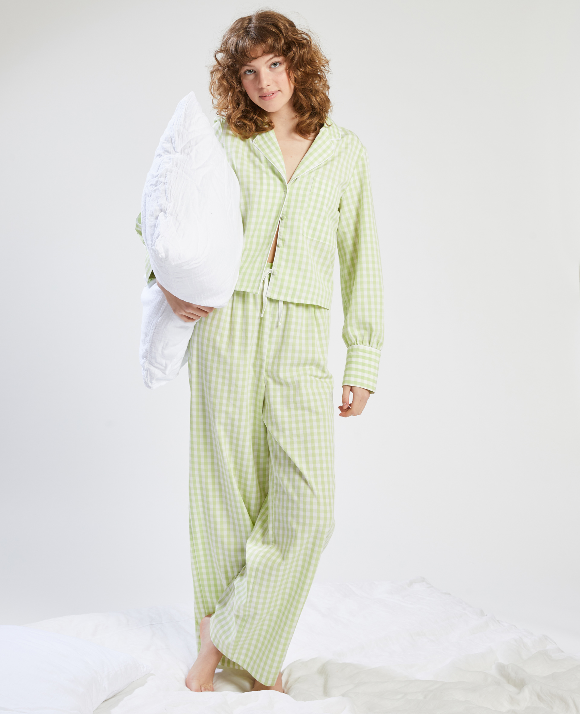 Pantalon vichy vert sales
