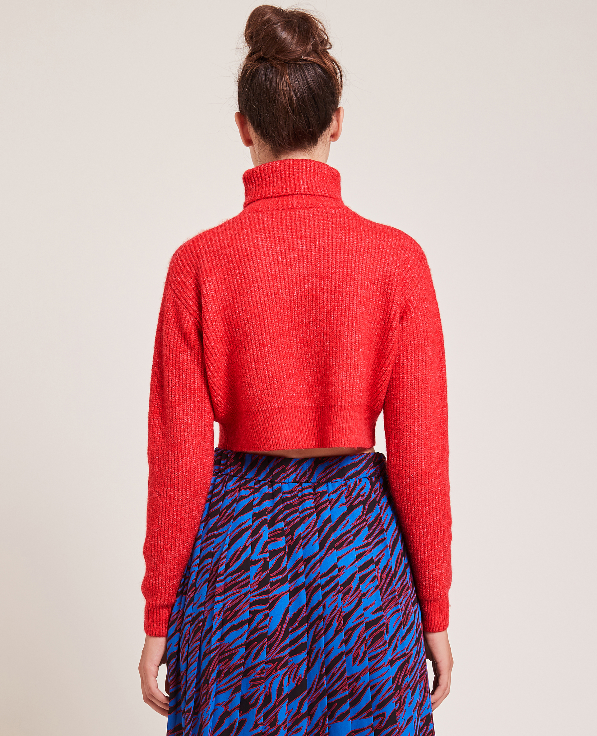 Pull cropped col roulé rouge - Pimkie