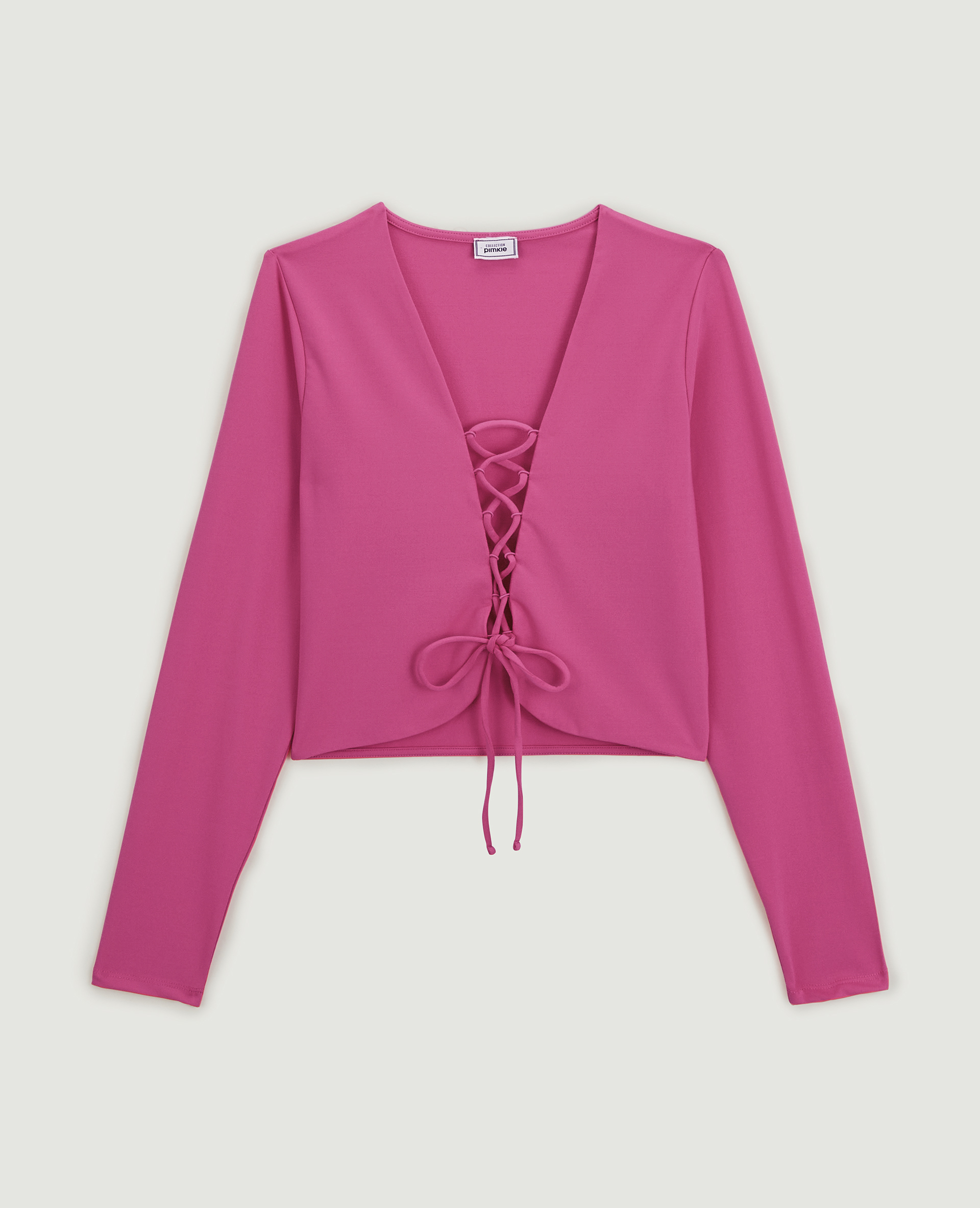 Top court avec laçage central rose fuchsia - Pimkie