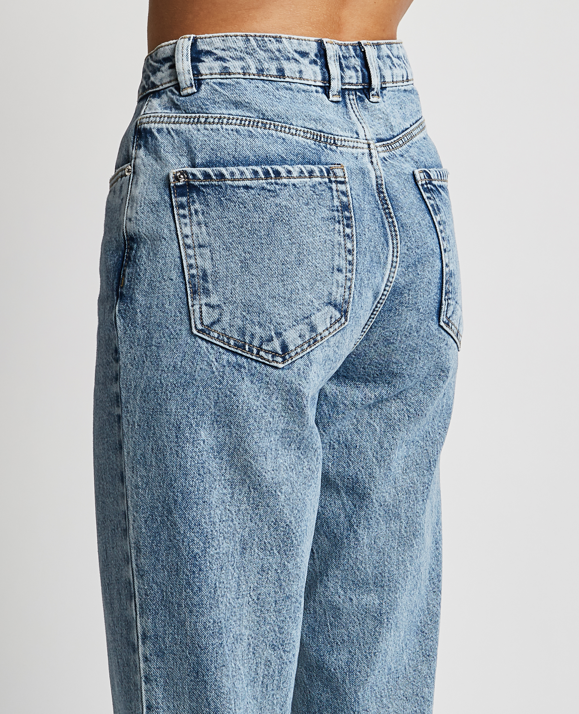 Jean mom taille haute bleu délavé - Pimkie