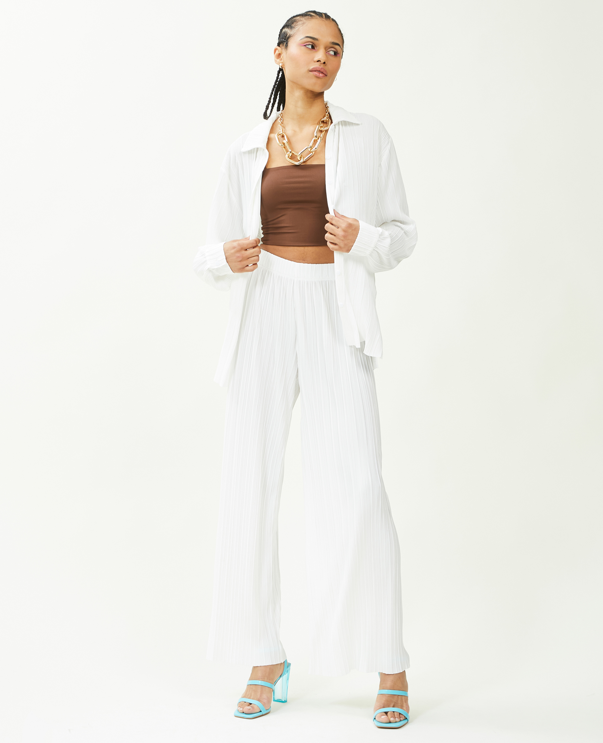 Chemise maille plissée blanc - Pimkie