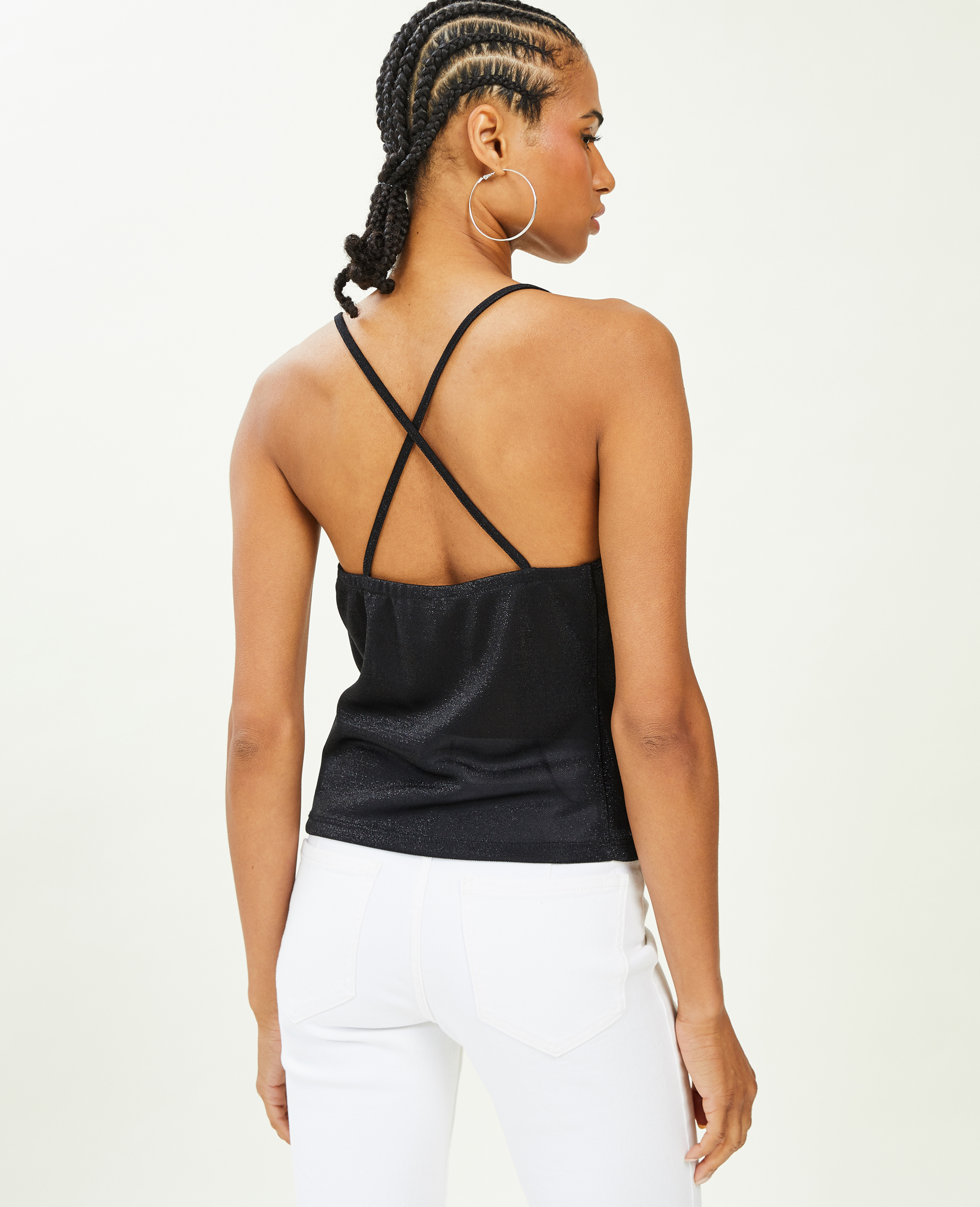 Top col bénitier avec lurex noir - Pimkie