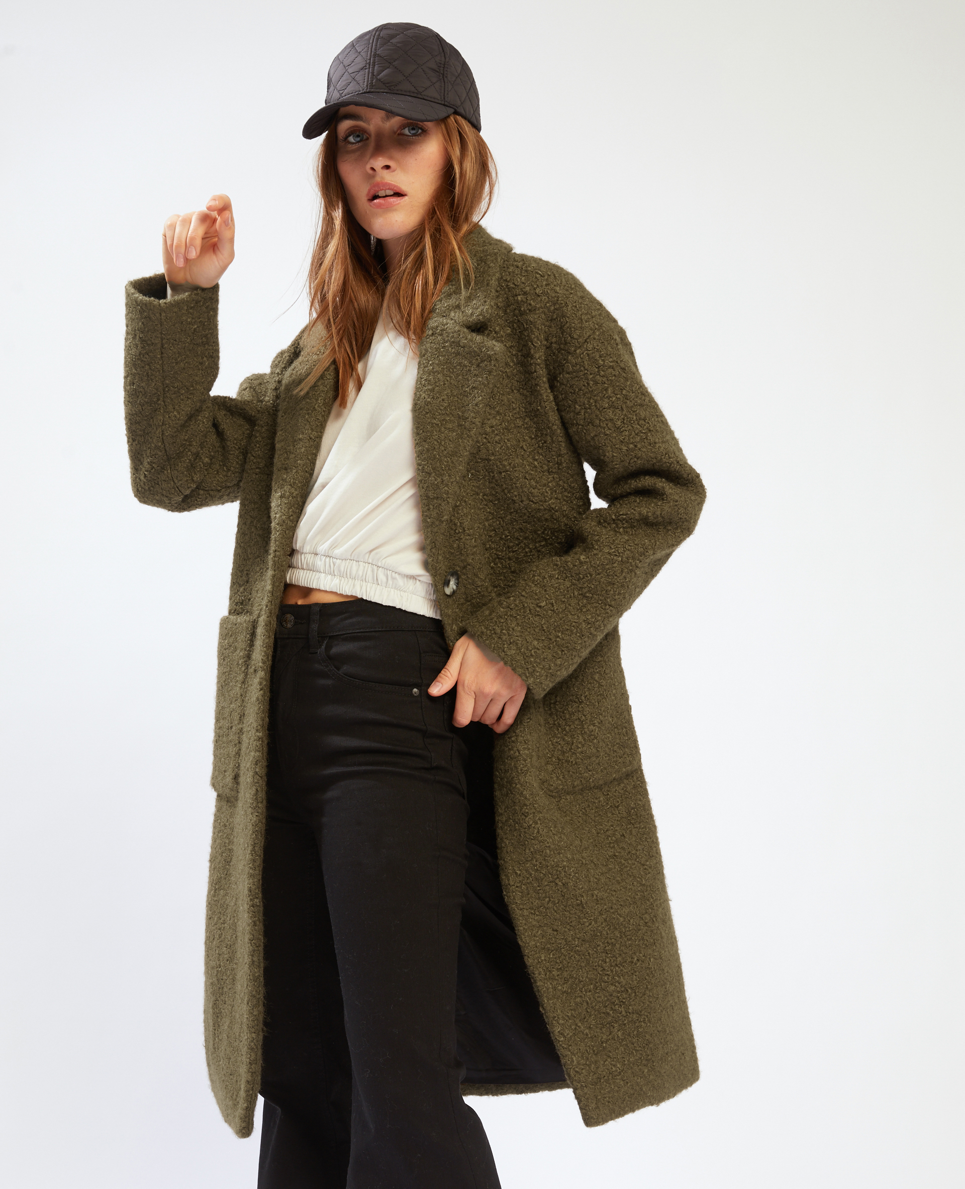 manteau bouclette femme vert