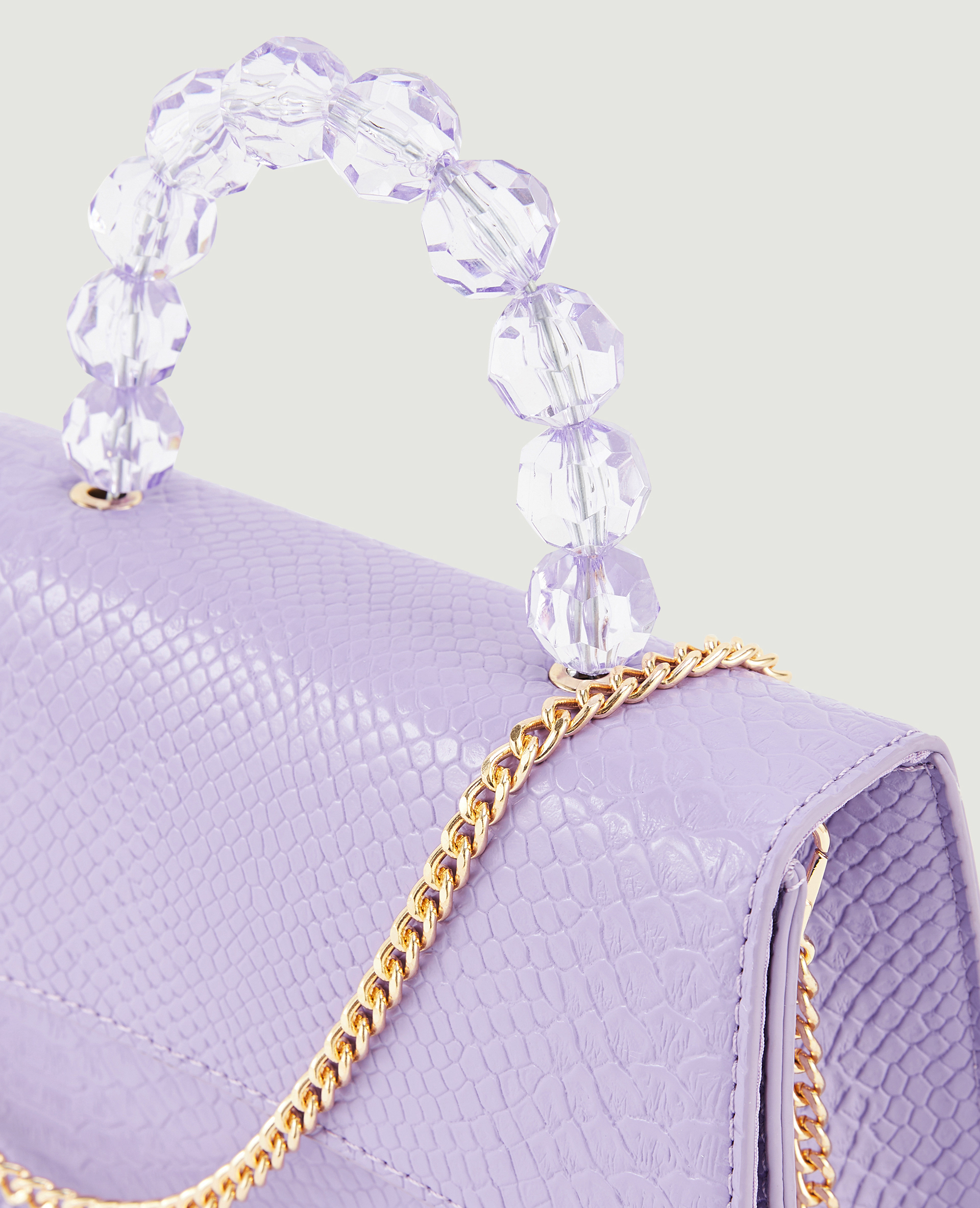 Sac boxy avec poignée perles violet - Pimkie