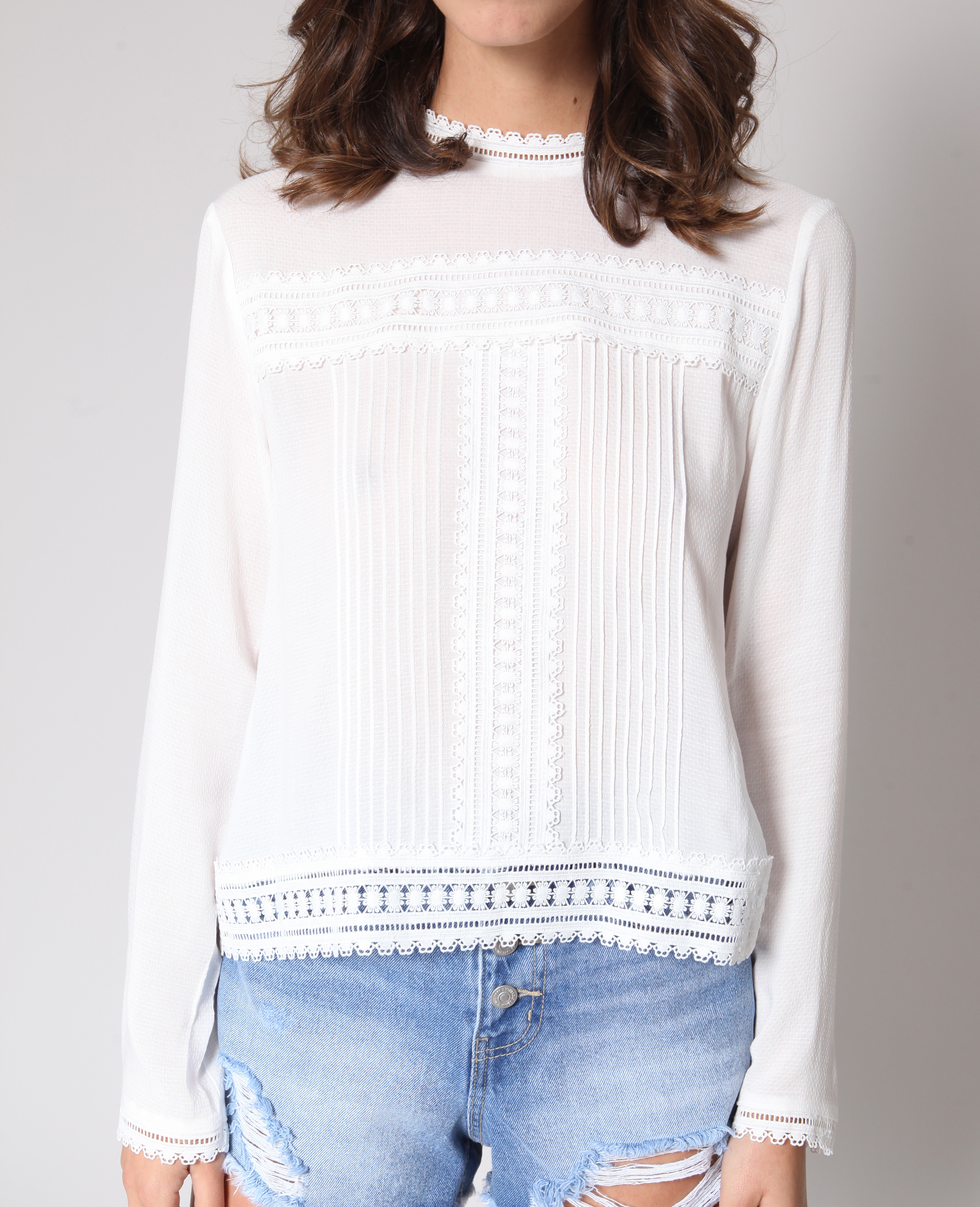 Chemisier à broderies blanc - Pimkie
