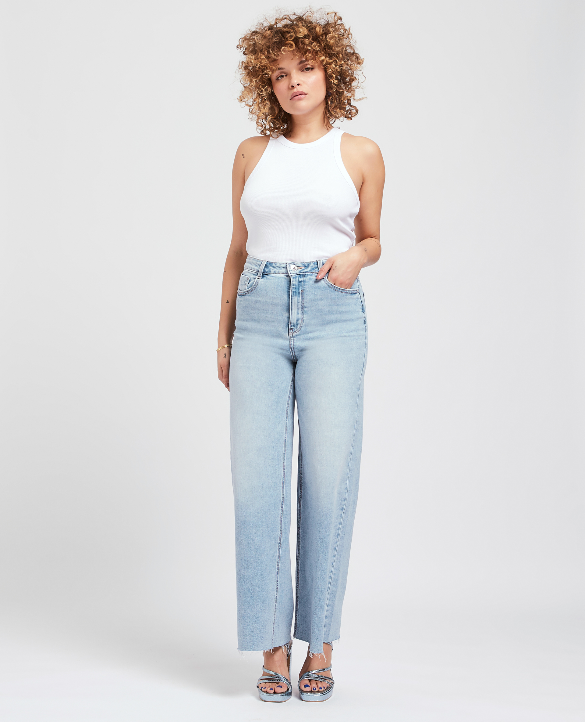 Jean large effet délavé bleu - Pimkie