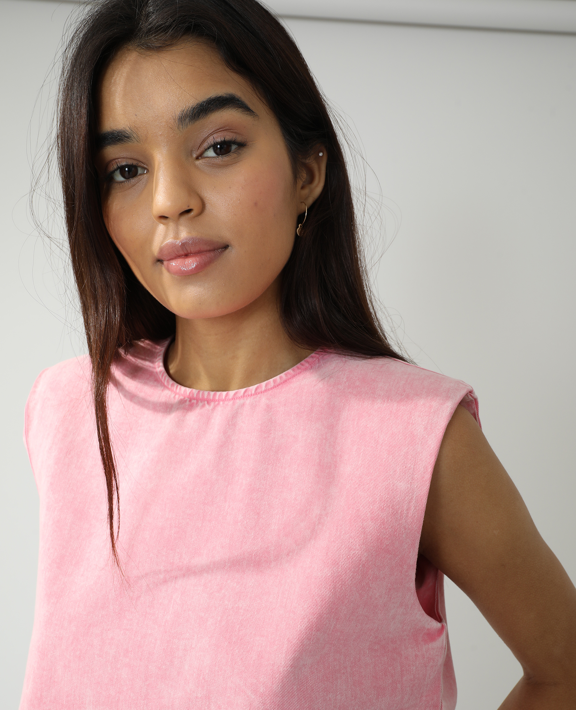 Top en jean à épaulettes rose clair - Pimkie