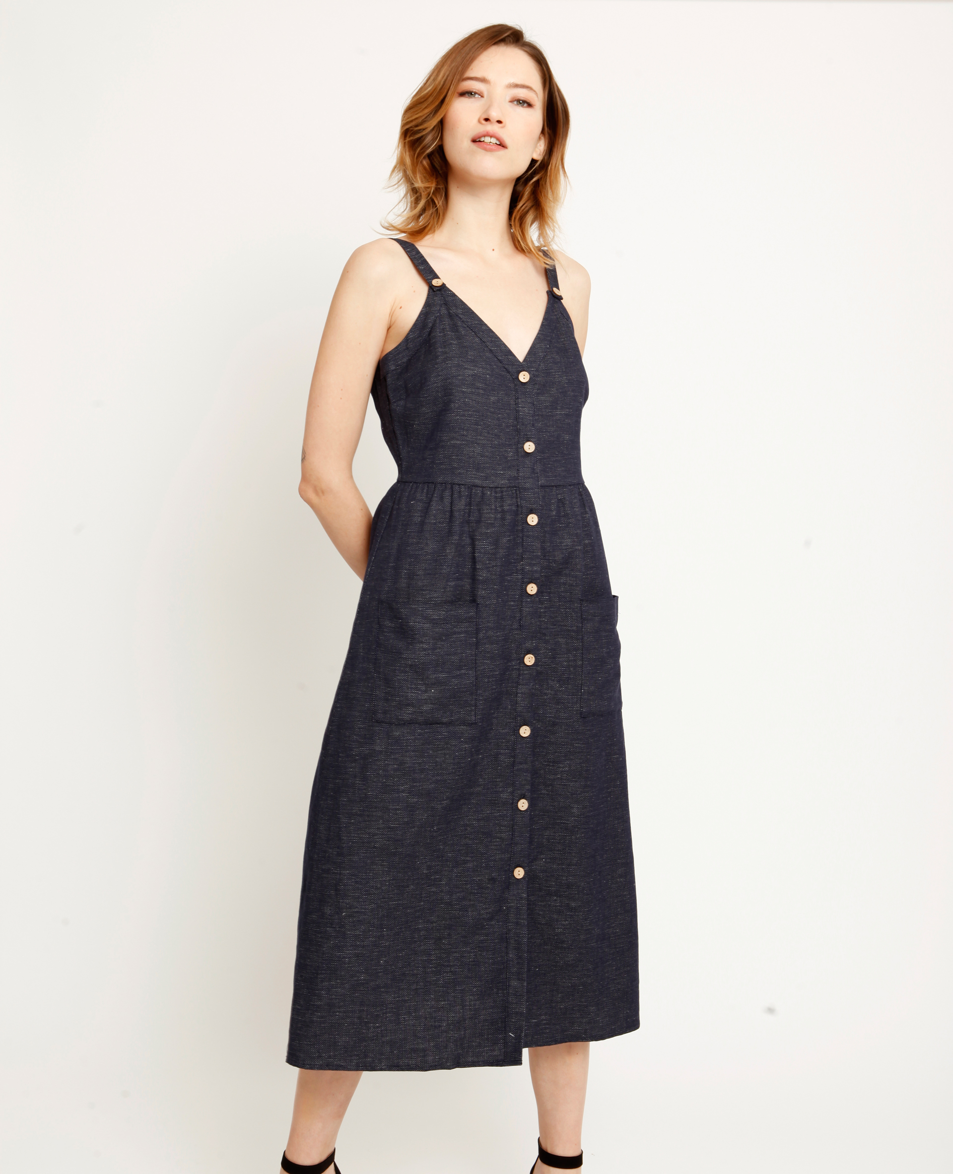 Robe longue boutonnée bleu - Pimkie