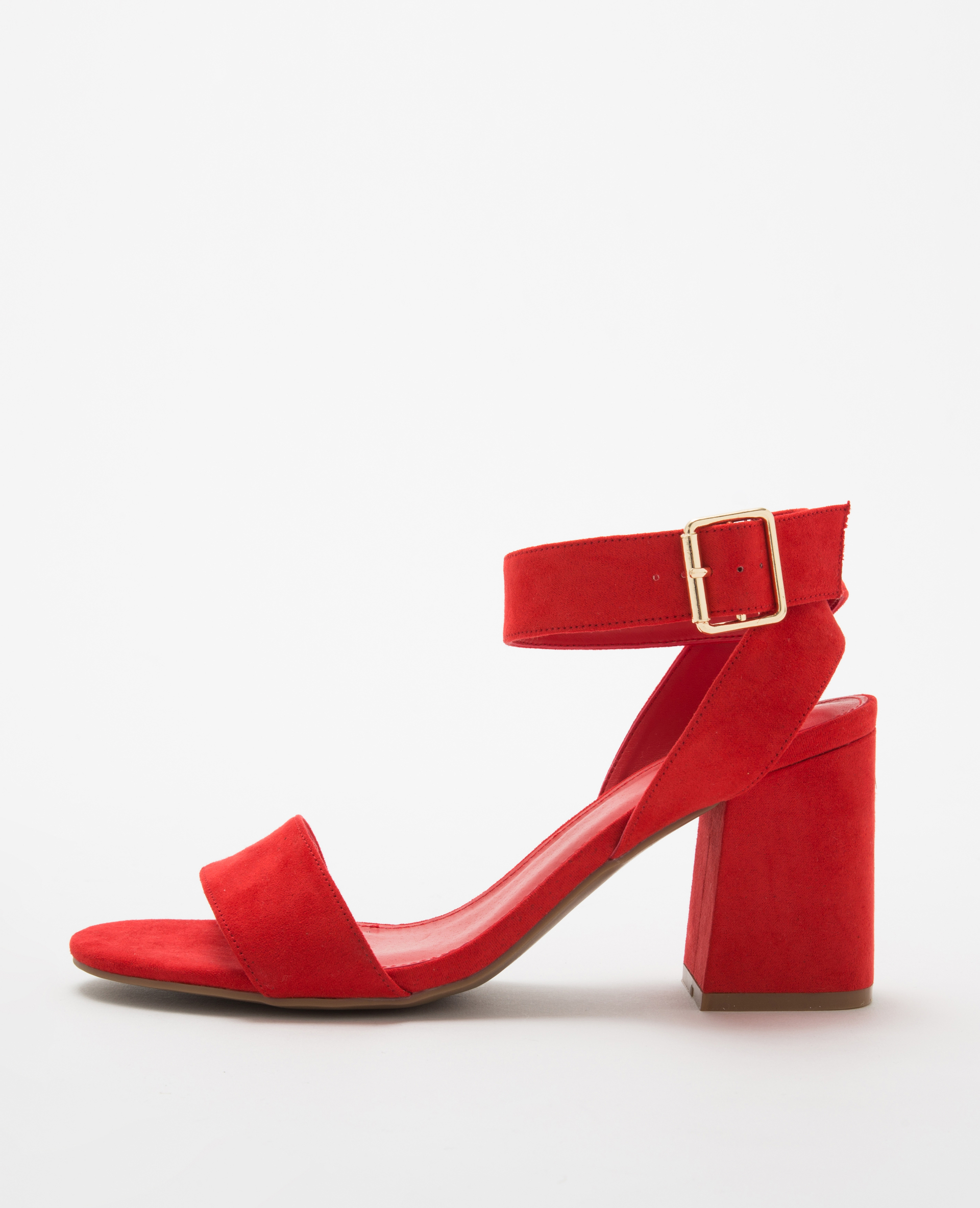 Sandales rouges talons carr s