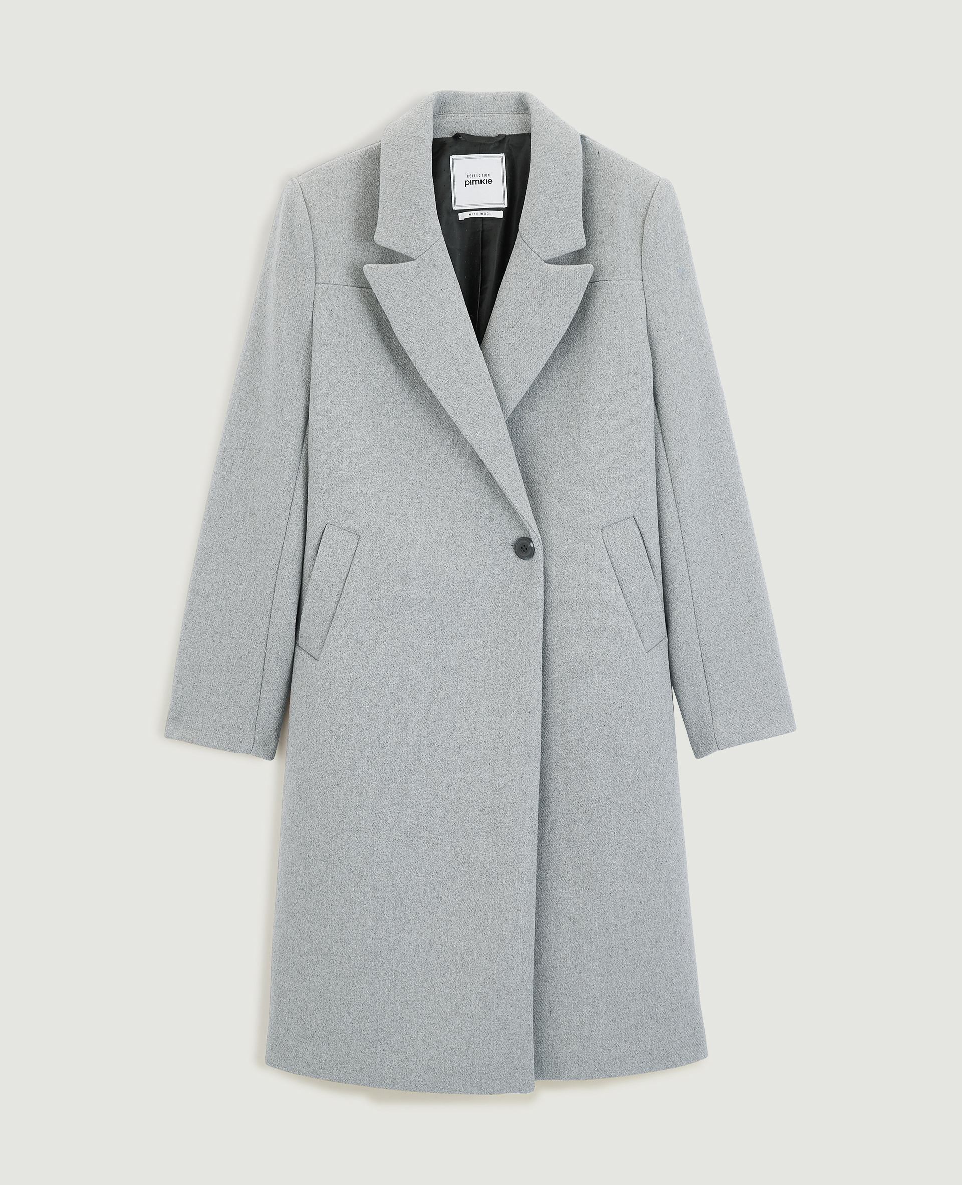 Manteau long drap de laine gris - Pimkie