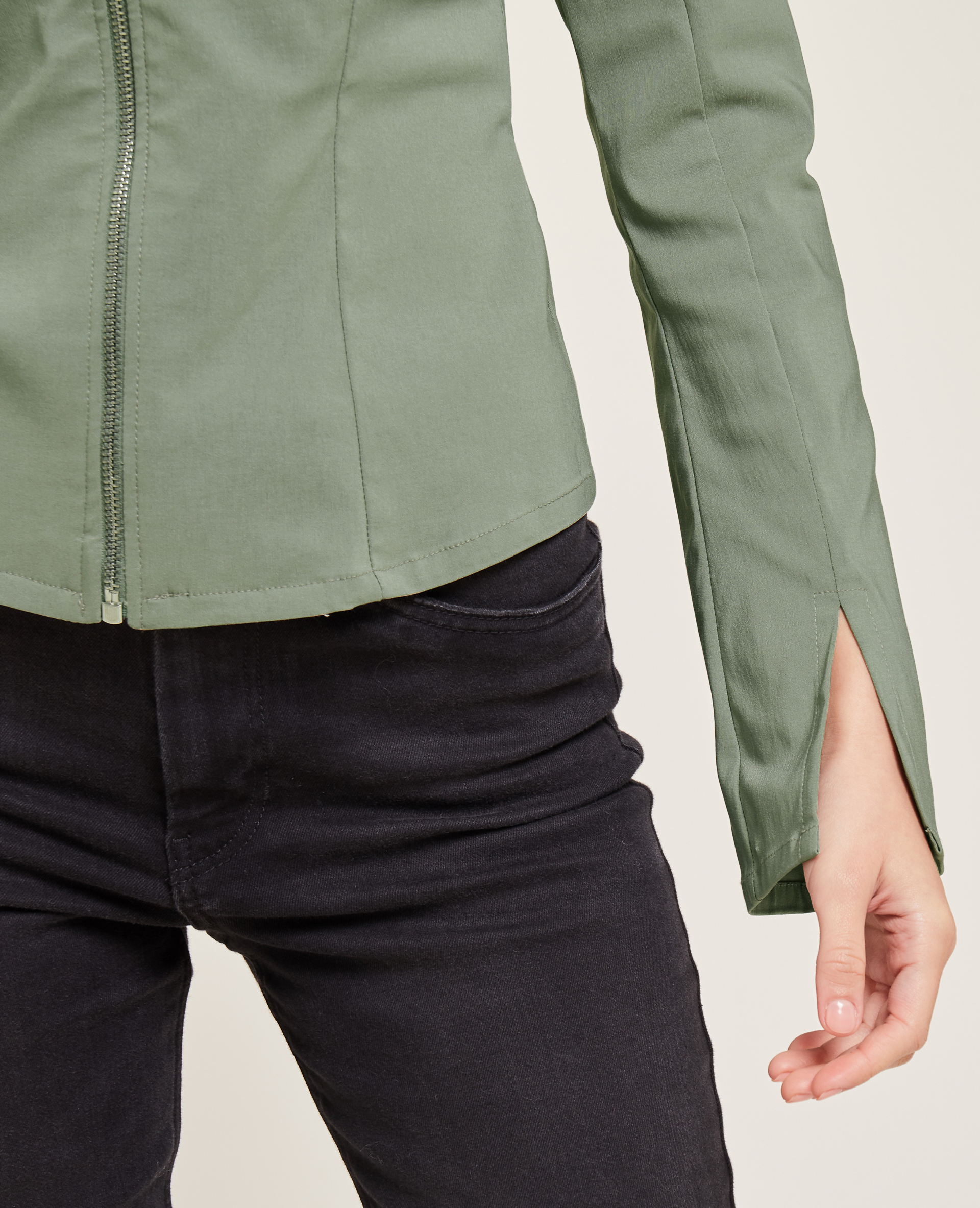 Chemise tailleur zippée vert kaki - Pimkie