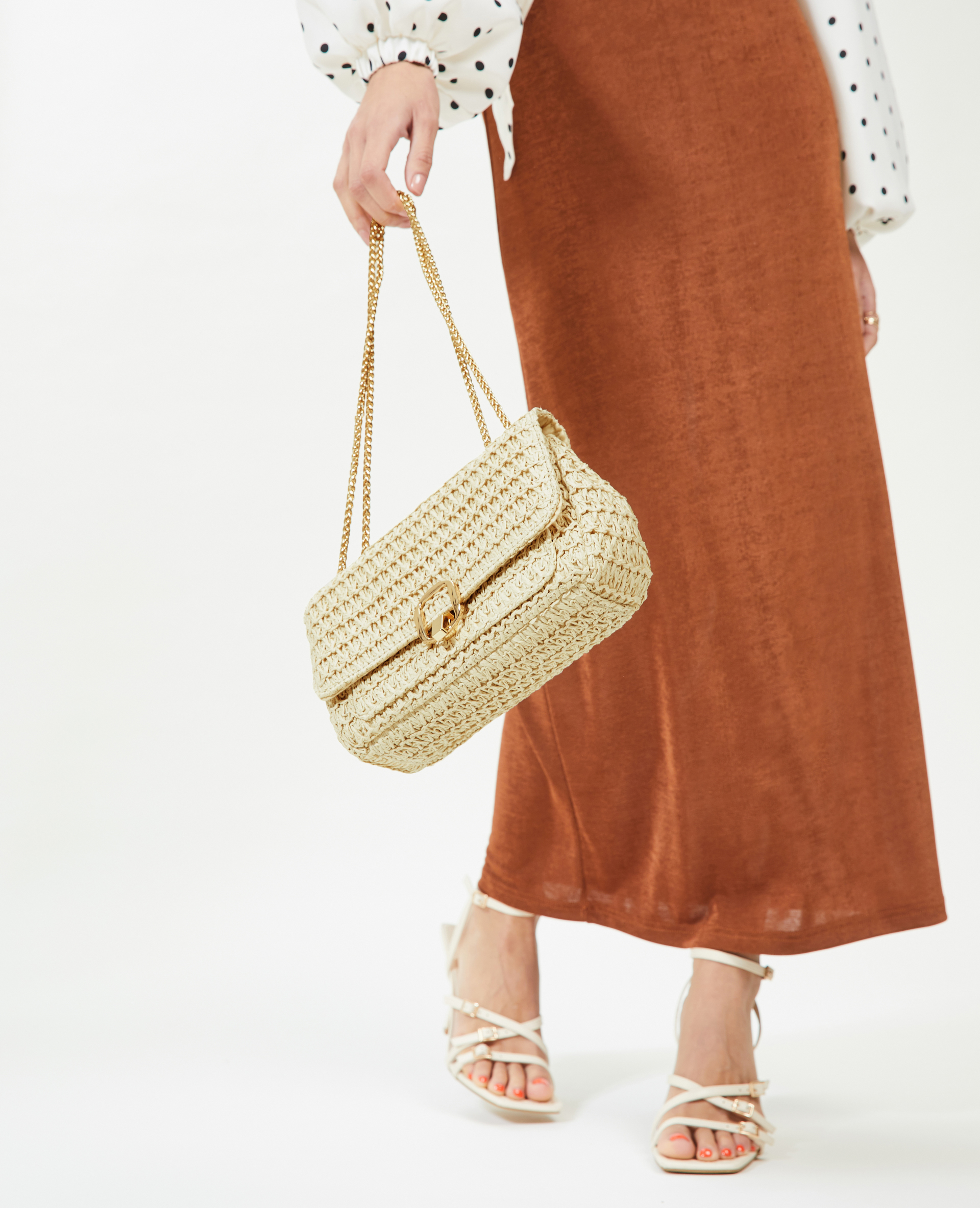 Sac en raphia avec chaine sable - Pimkie