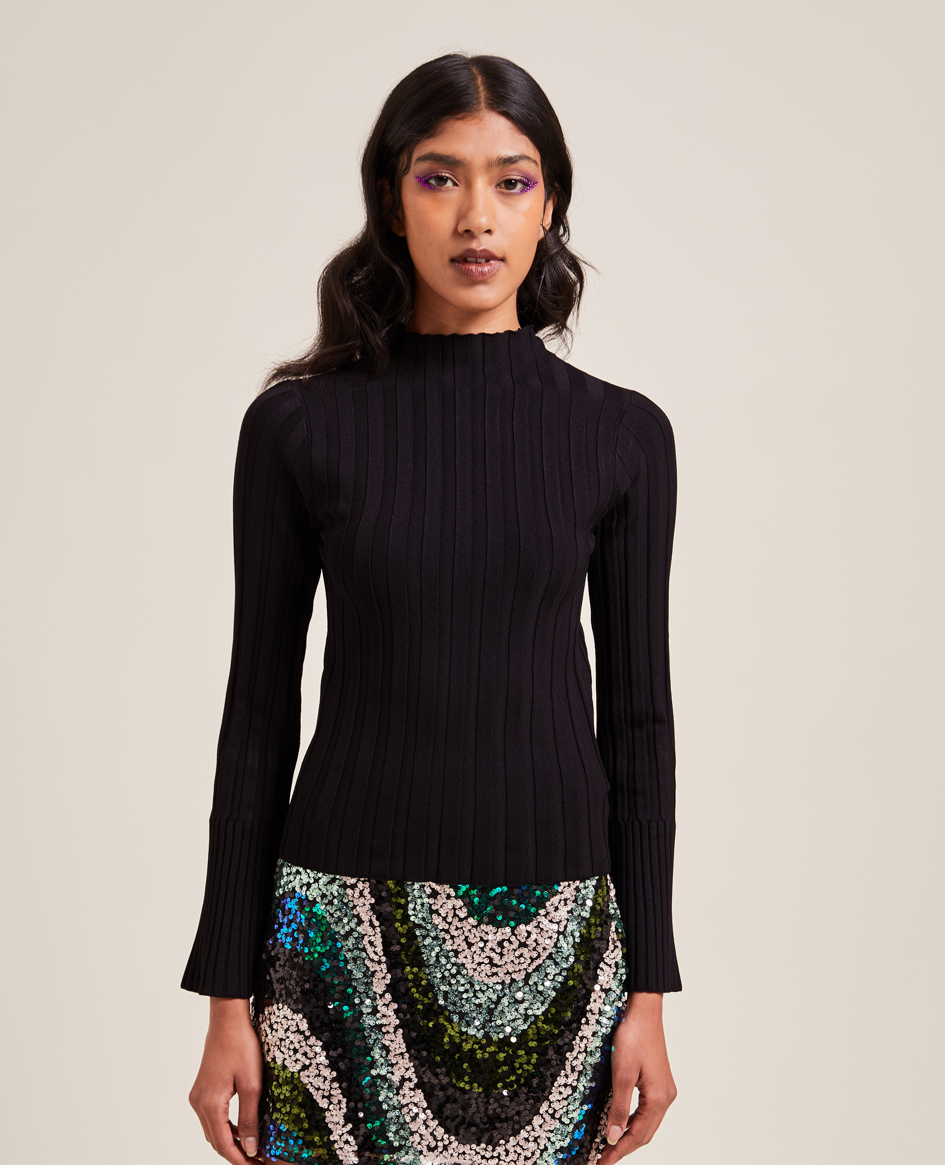 Pull fin en maille côtelée noir - Pimkie
