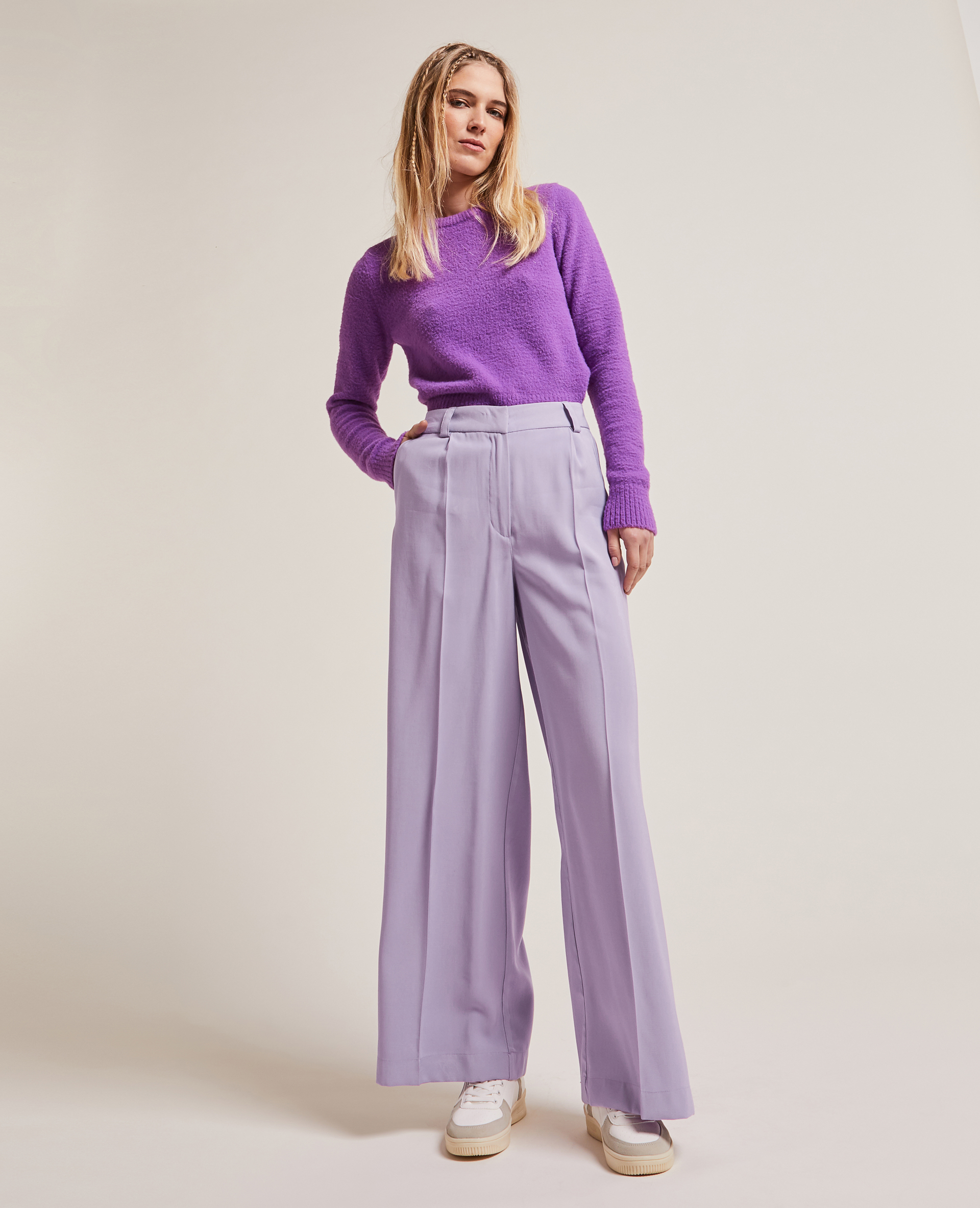 Pantalon large en toile fluide lilas - Pimkie