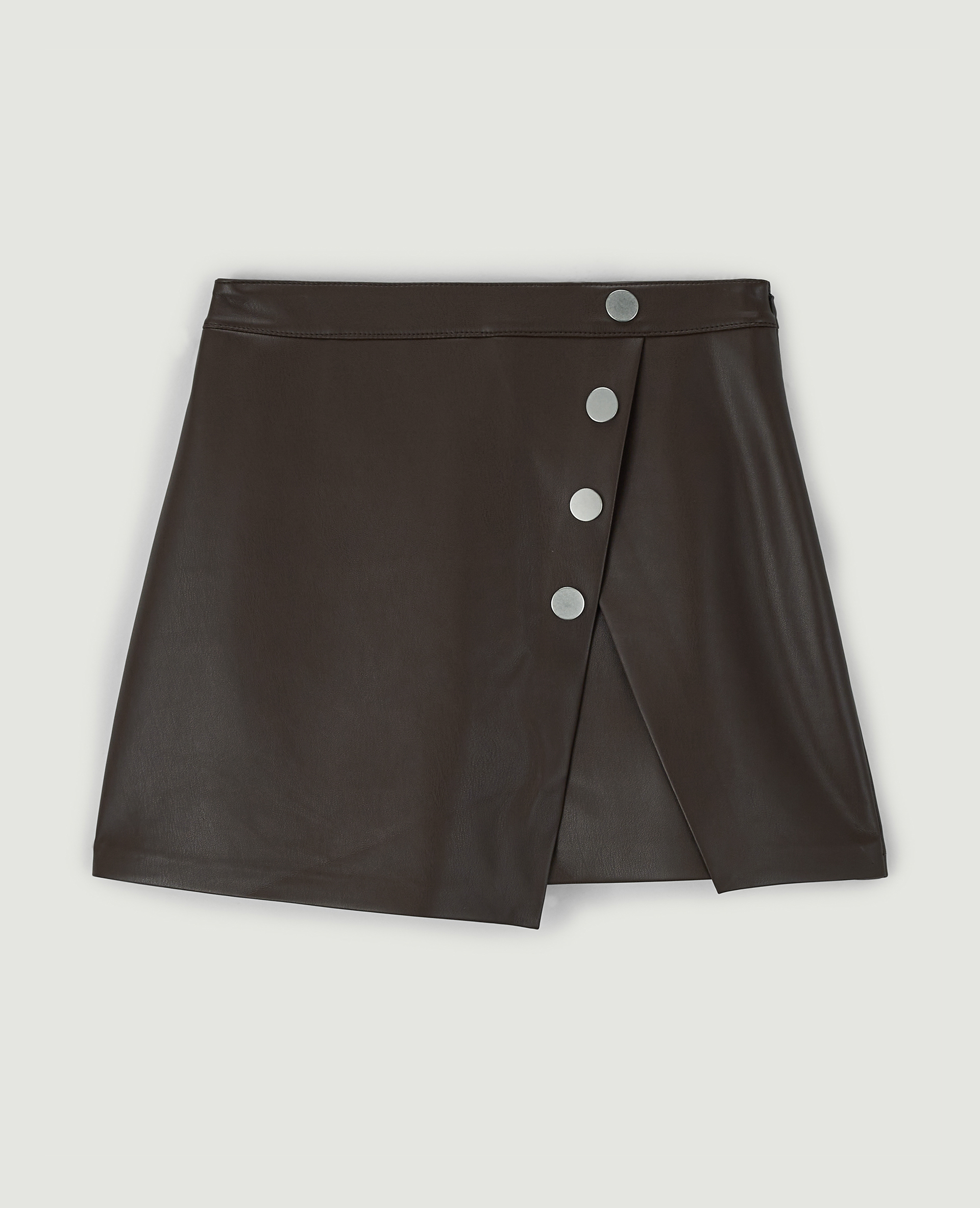 Jupe-short en simili cuir marron - Pimkie