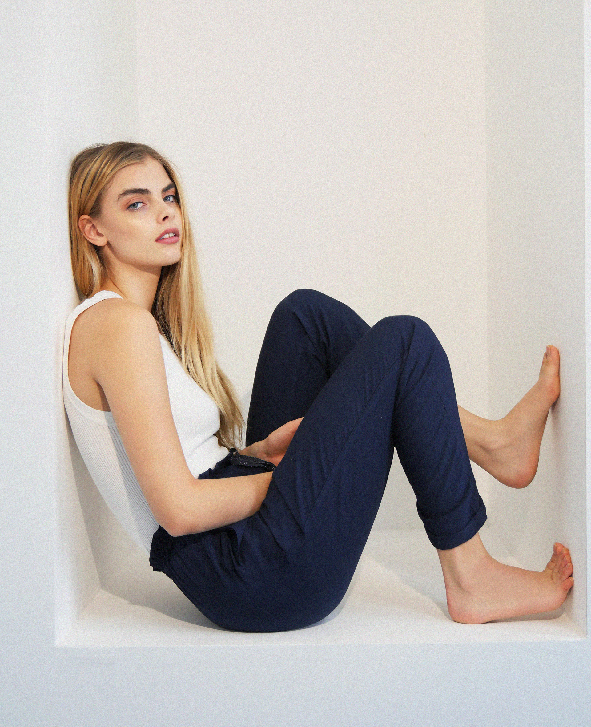 Pantalon fluide bleu sale marine