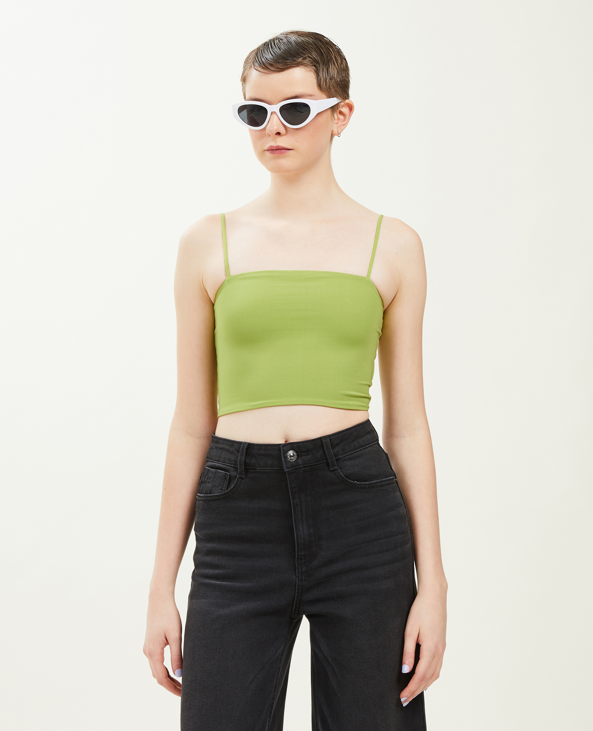 Brassière fines bretelles vert kaki - Pimkie