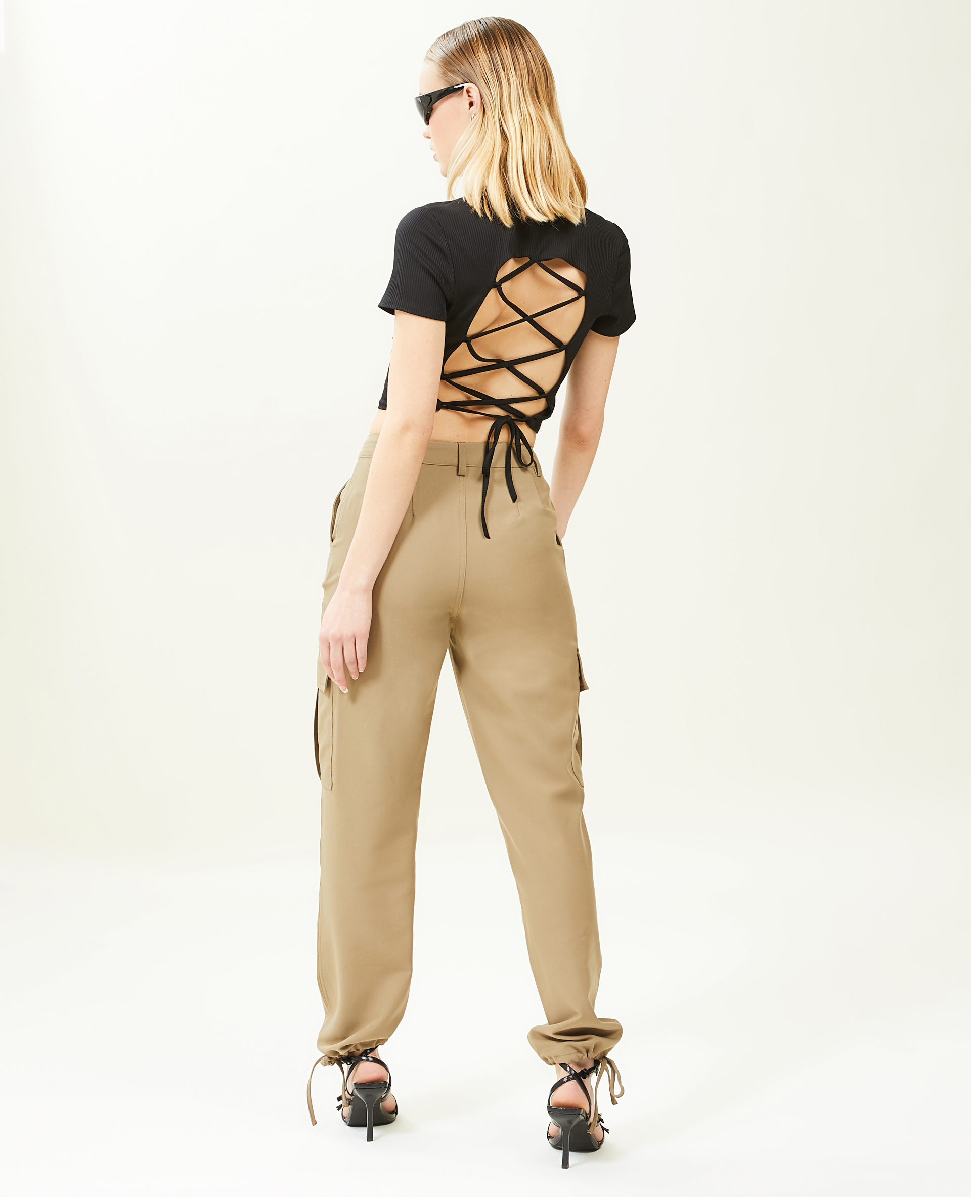 Pantalon cargo bas resserrables vert kaki - Pimkie