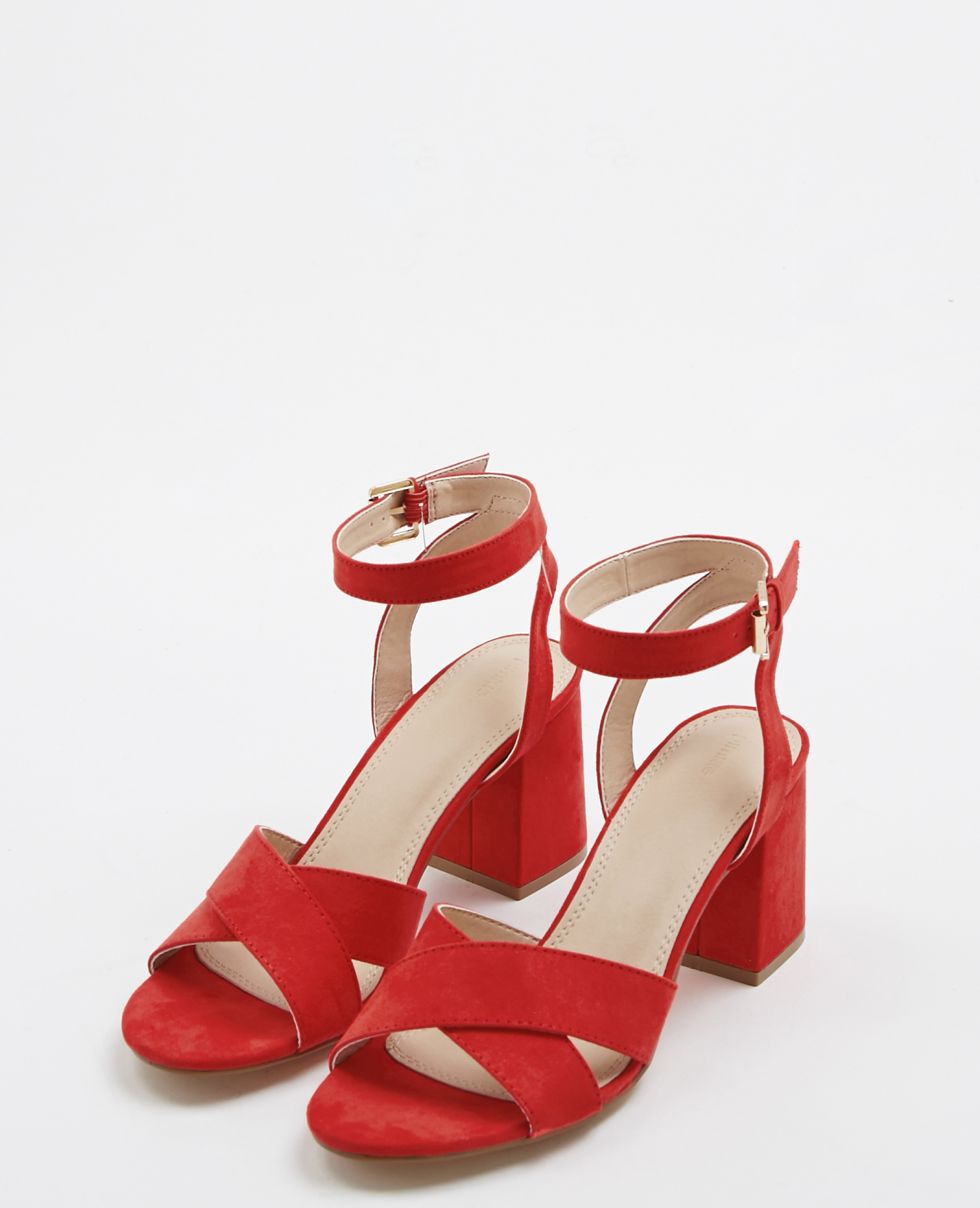 Sandales à talons carrés rouge - Pimkie