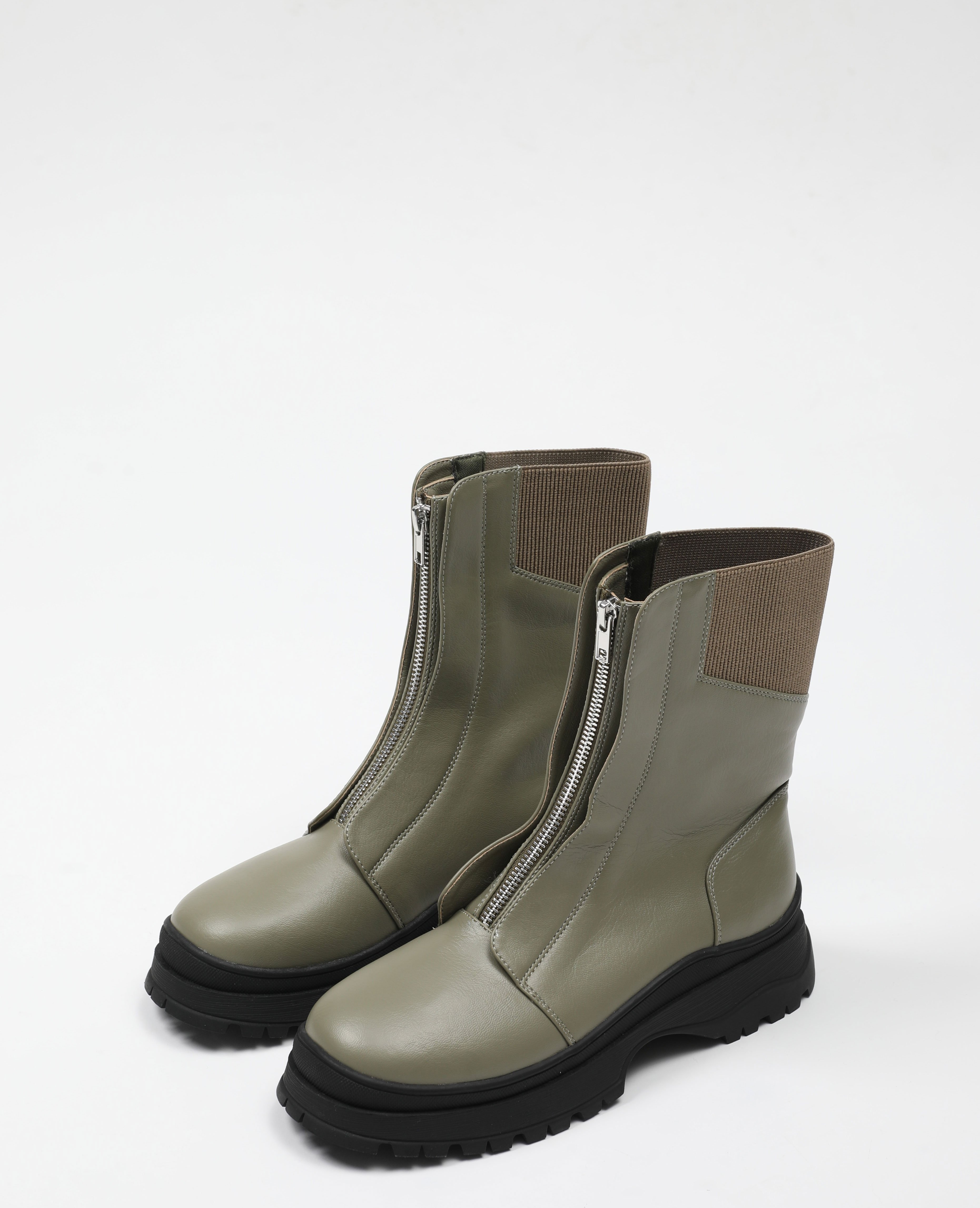 Boots zippées vert - Pimkie
