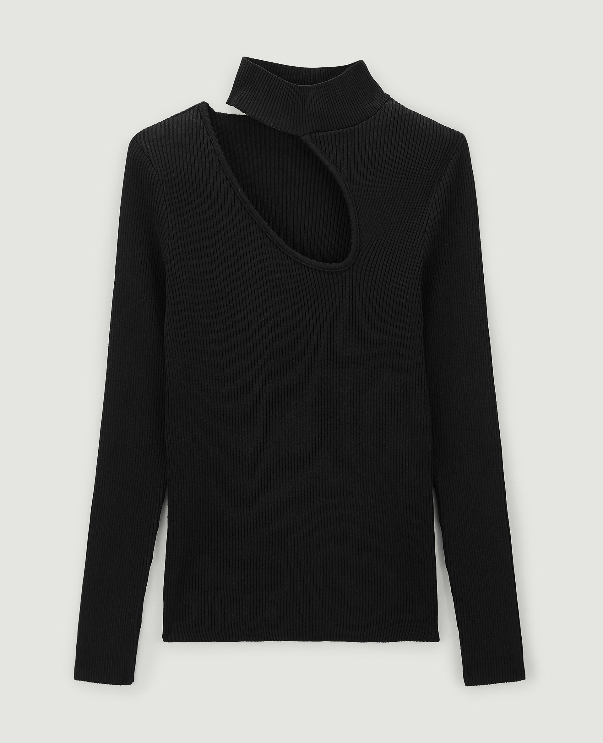 Top maille côtelée avec découpe noir - Pimkie