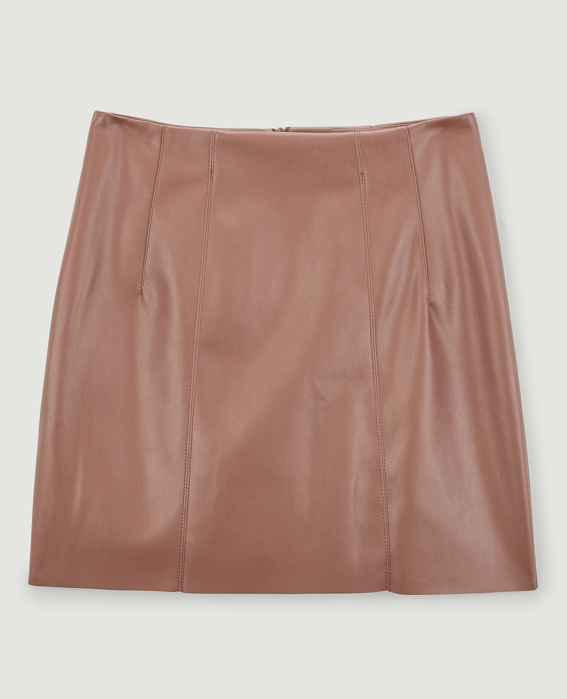 Jupe courte en simili cuir marron - Pimkie