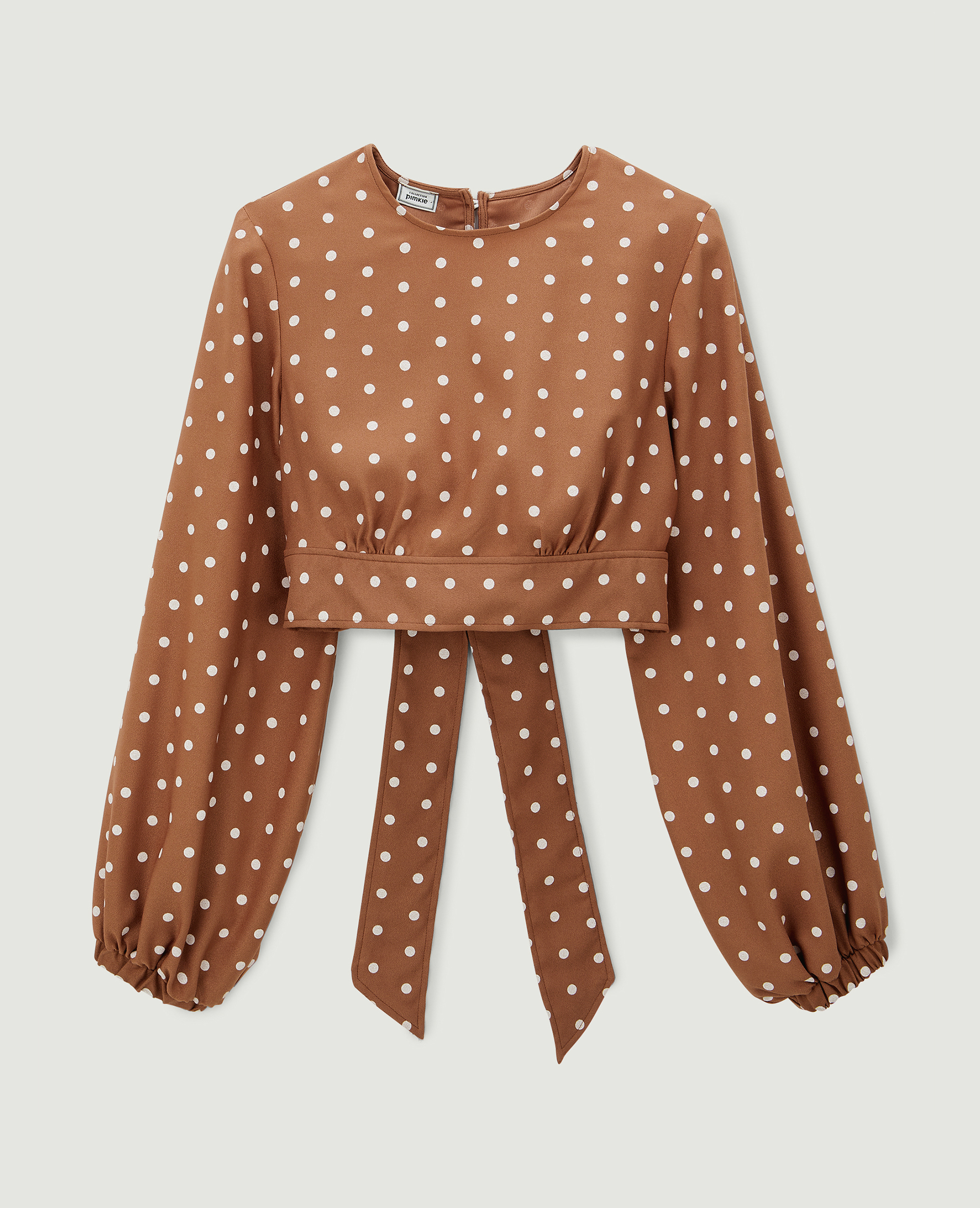 Blouse courte manches bouffantes camel - Pimkie