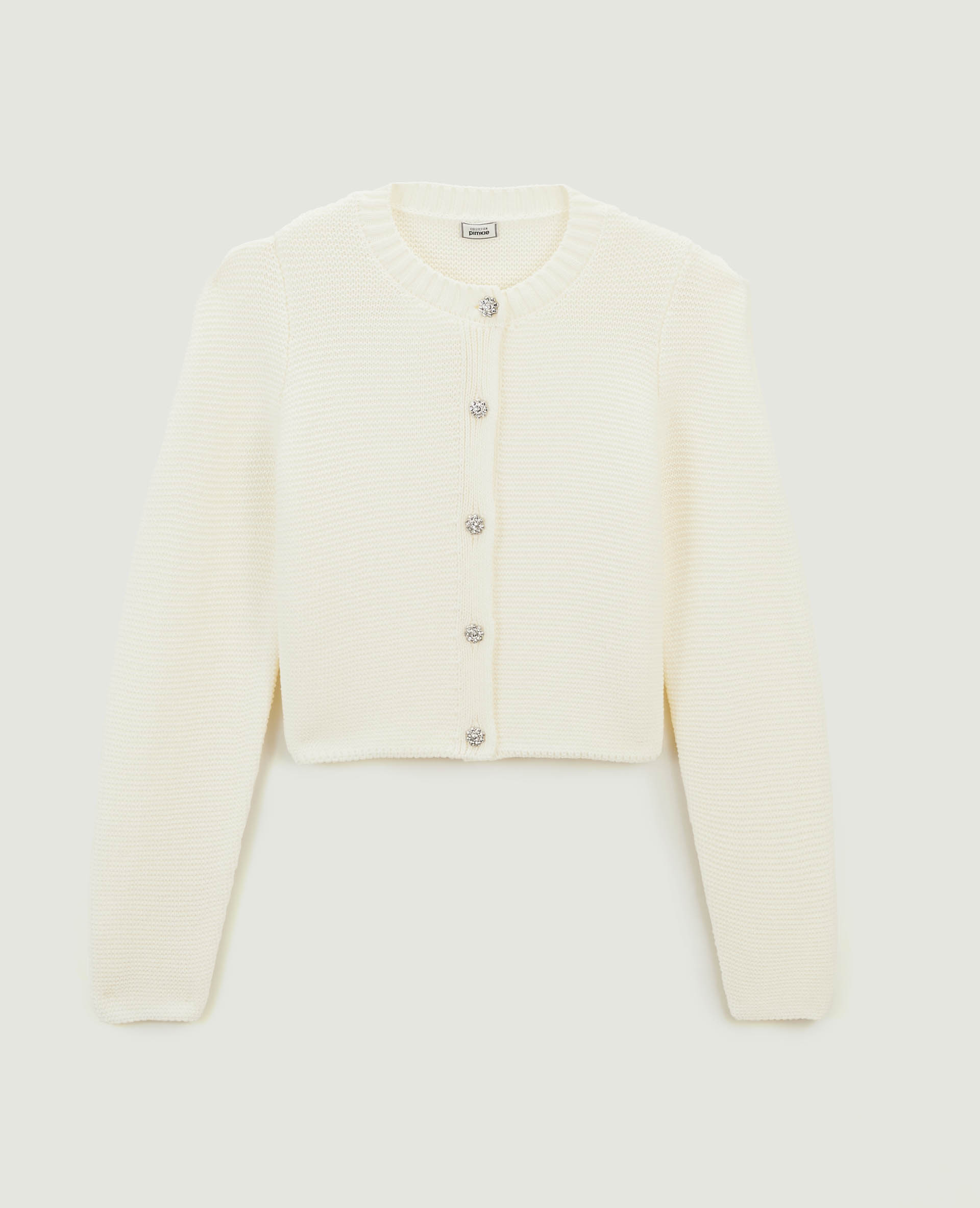 Gilet court avec boutons bijoux blanc - Pimkie