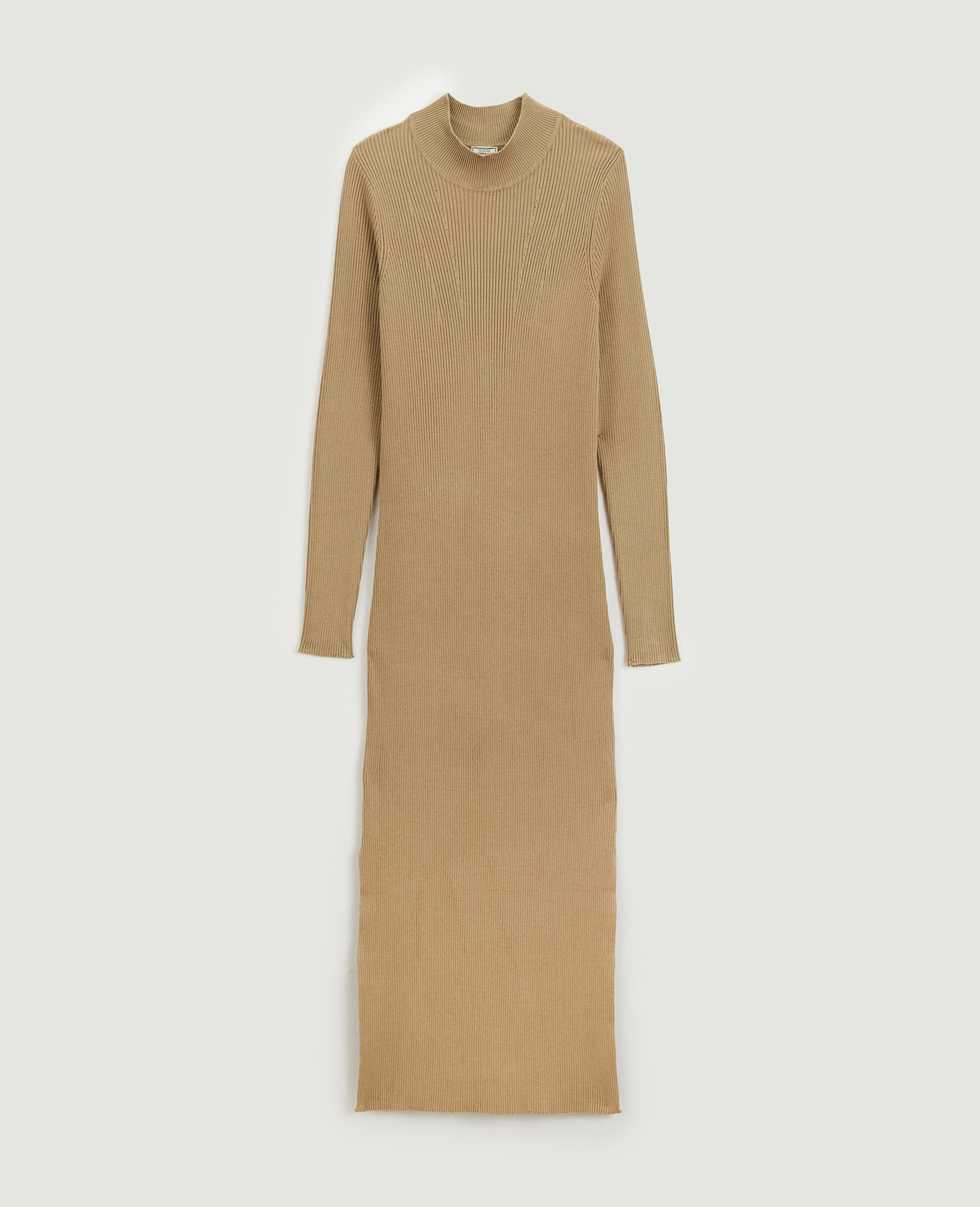 Robe longue en maille côtelée beige - Pimkie