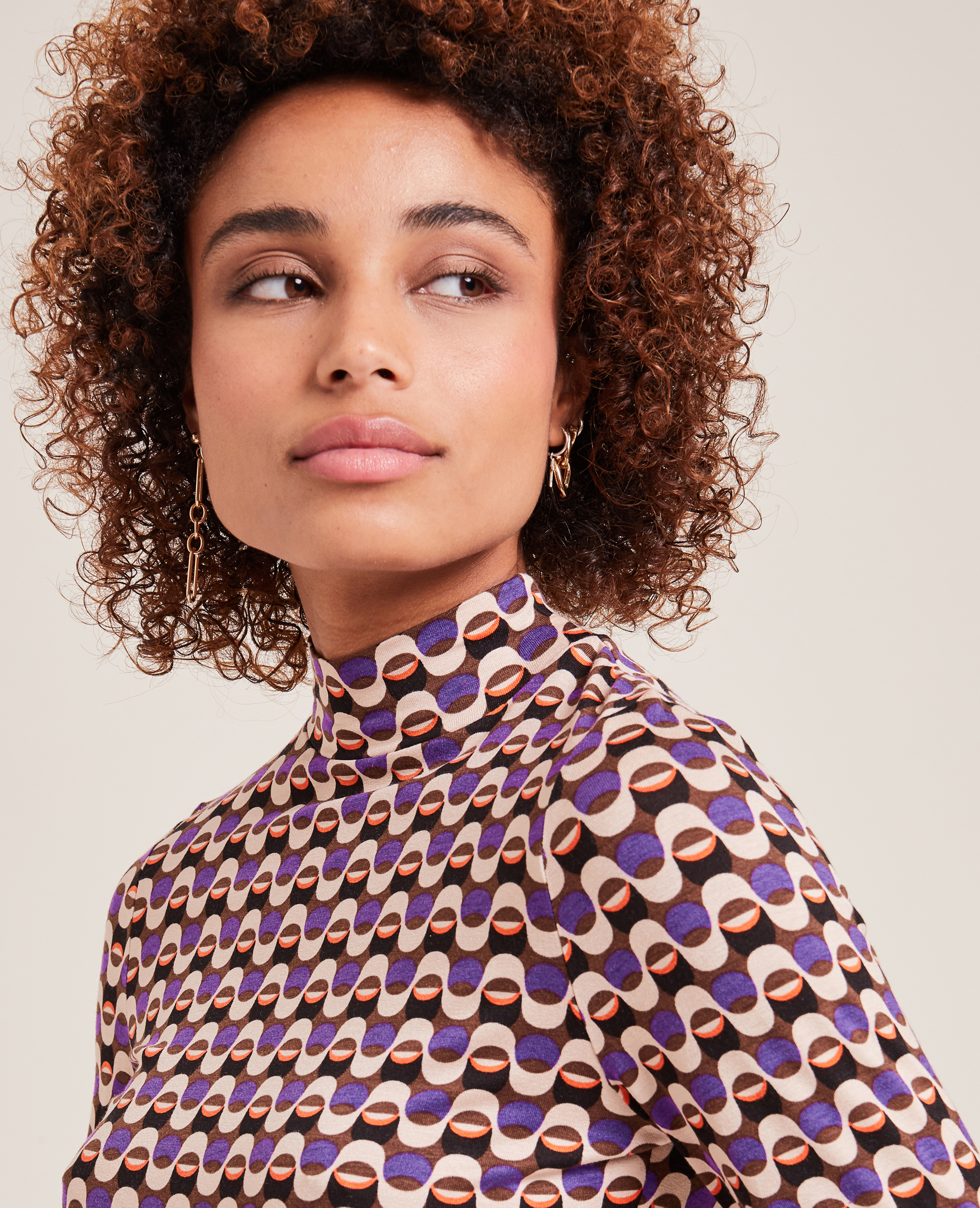 T-shirt manches longues col montant violet - Pimkie