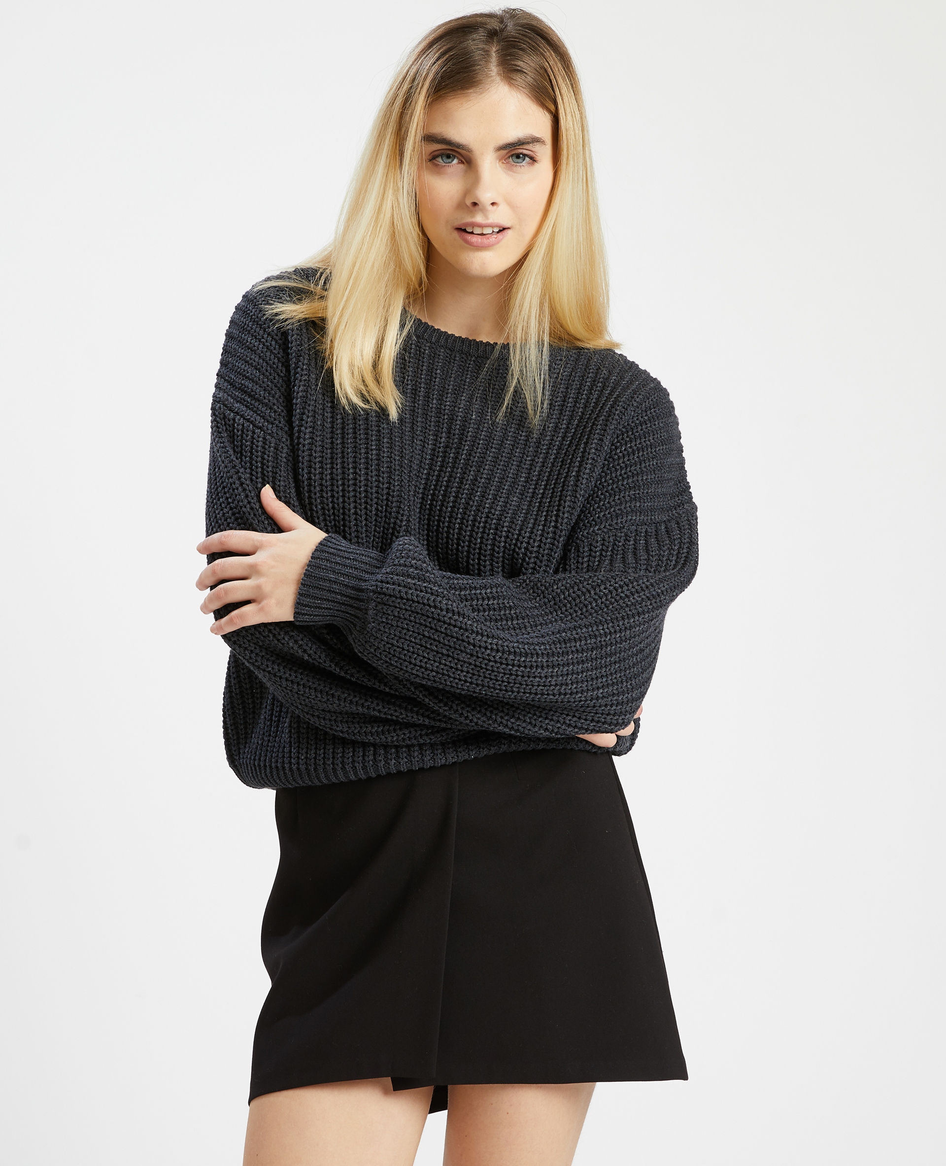 Pull grosse maille gris - Pimkie