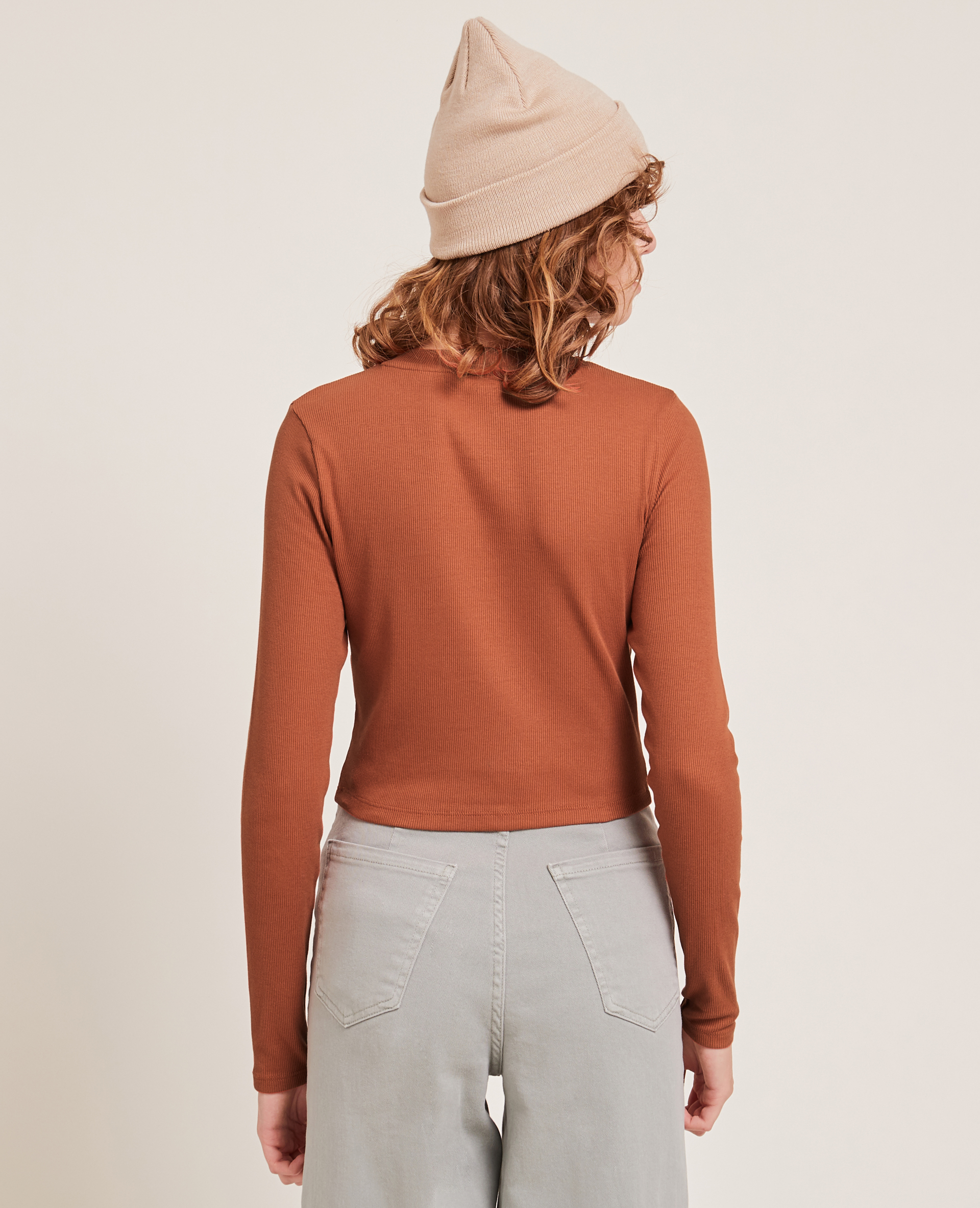 T-shirt court manches longues orange - Pimkie