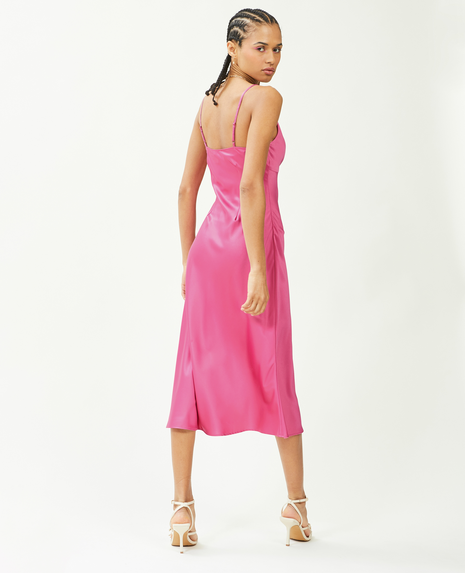 Robe longue satinée rose - Pimkie
