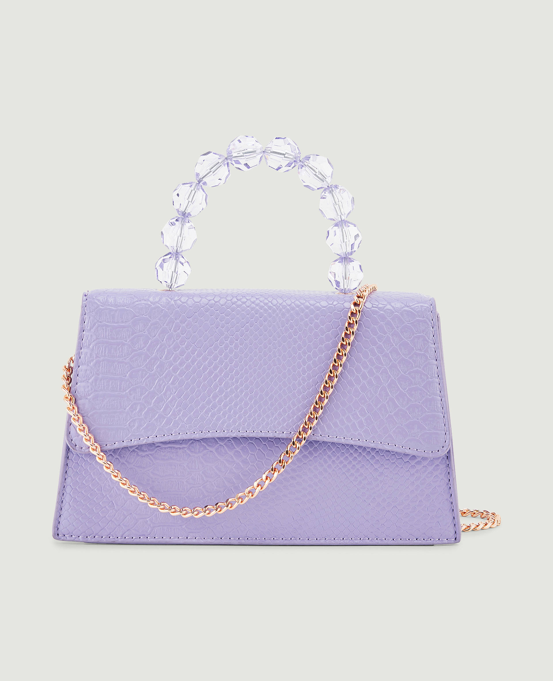 Sac boxy avec poignée perles violet - Pimkie