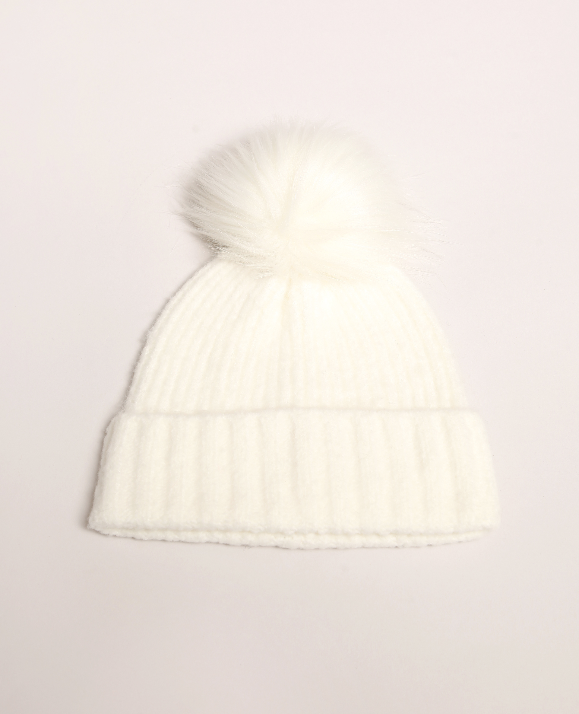 Bonnet à pompon blanc - Pimkie