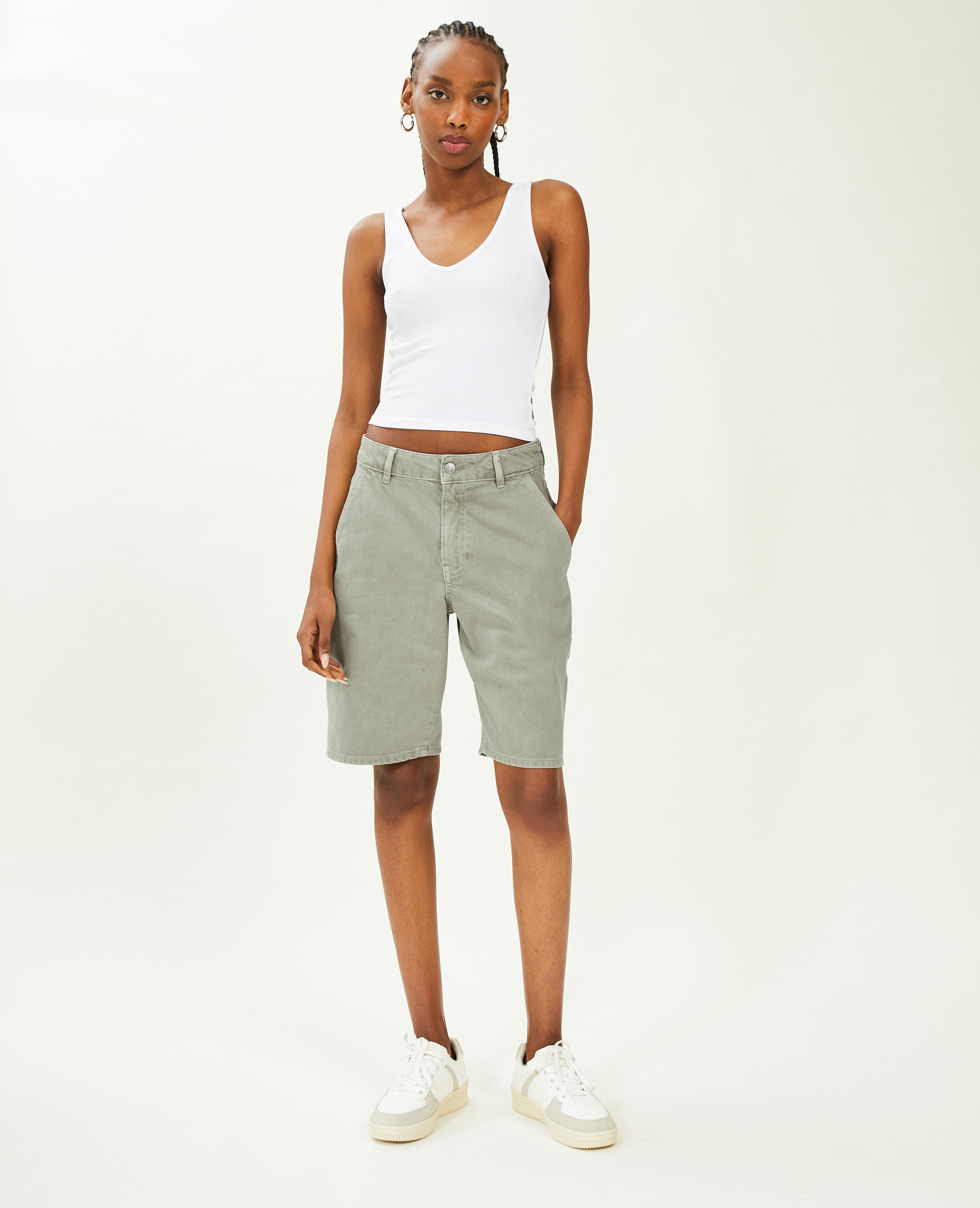 Bermuda charpentier cargo vert de gris - Pimkie