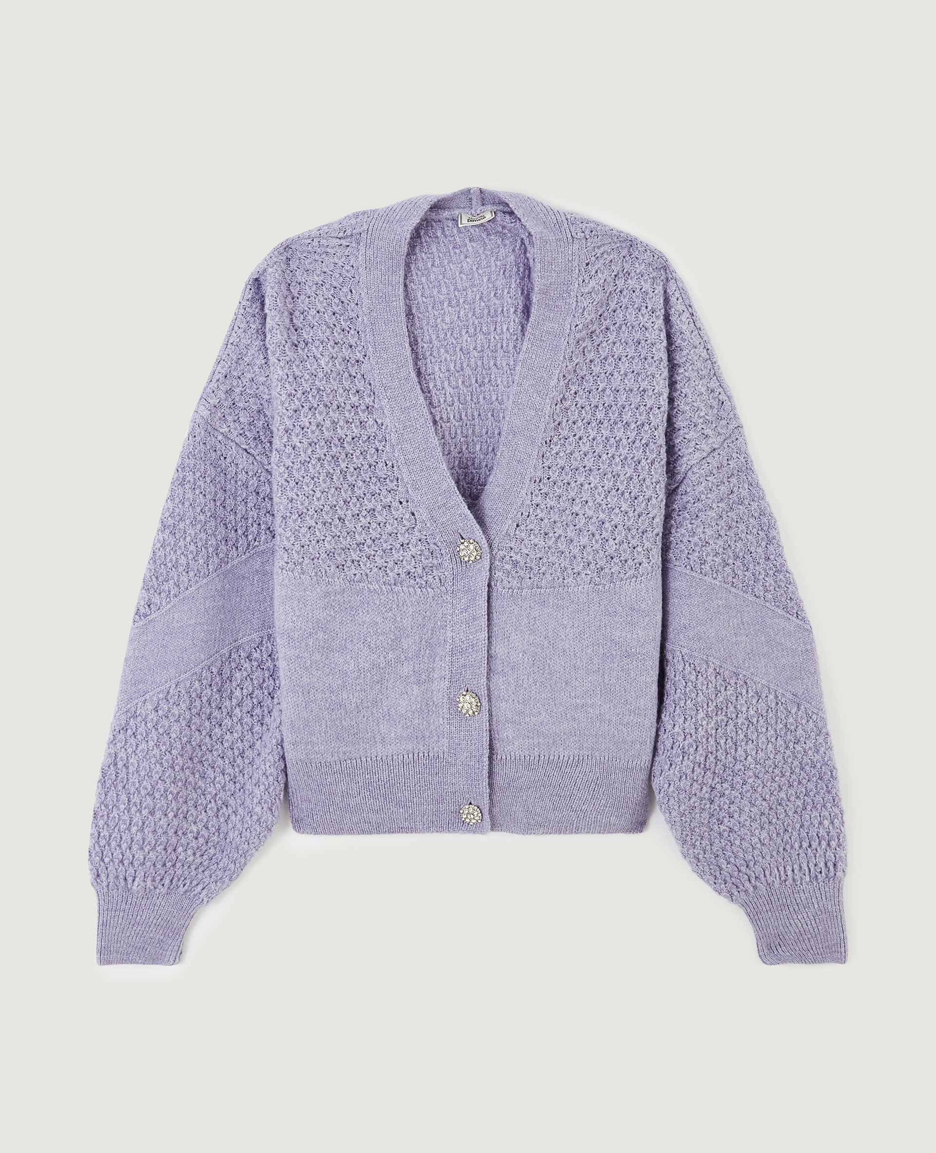 Gilet maille fantaisie boutons strass lilas - Pimkie
