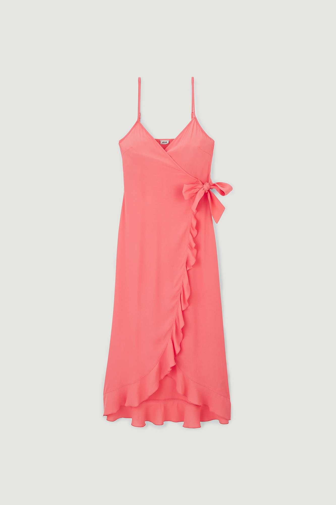 Robe longue porte-feuille avec volants rose - Pimkie