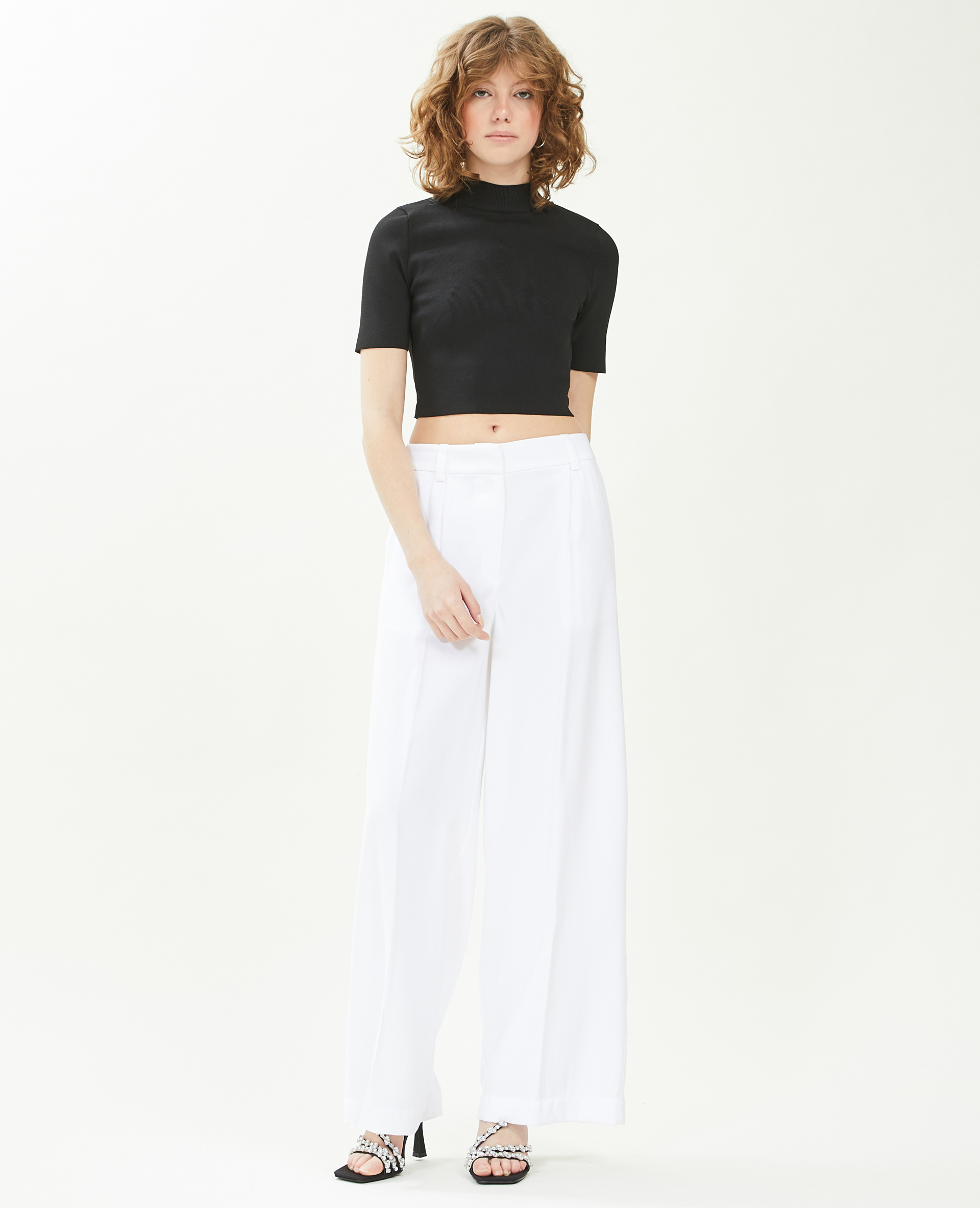 Pantalon large en toile fluide blanc - Pimkie