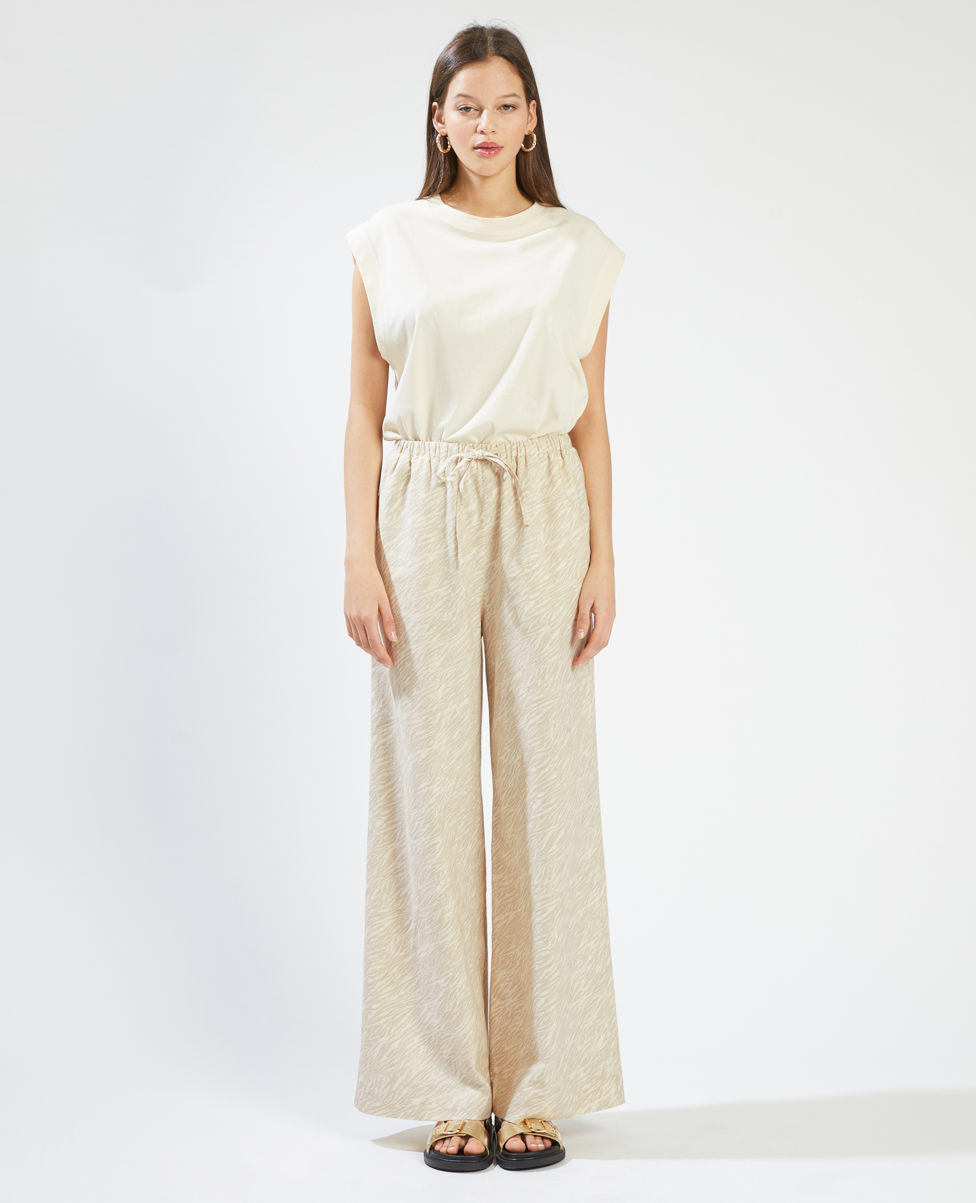Pantalon large et droit beige - Pimkie