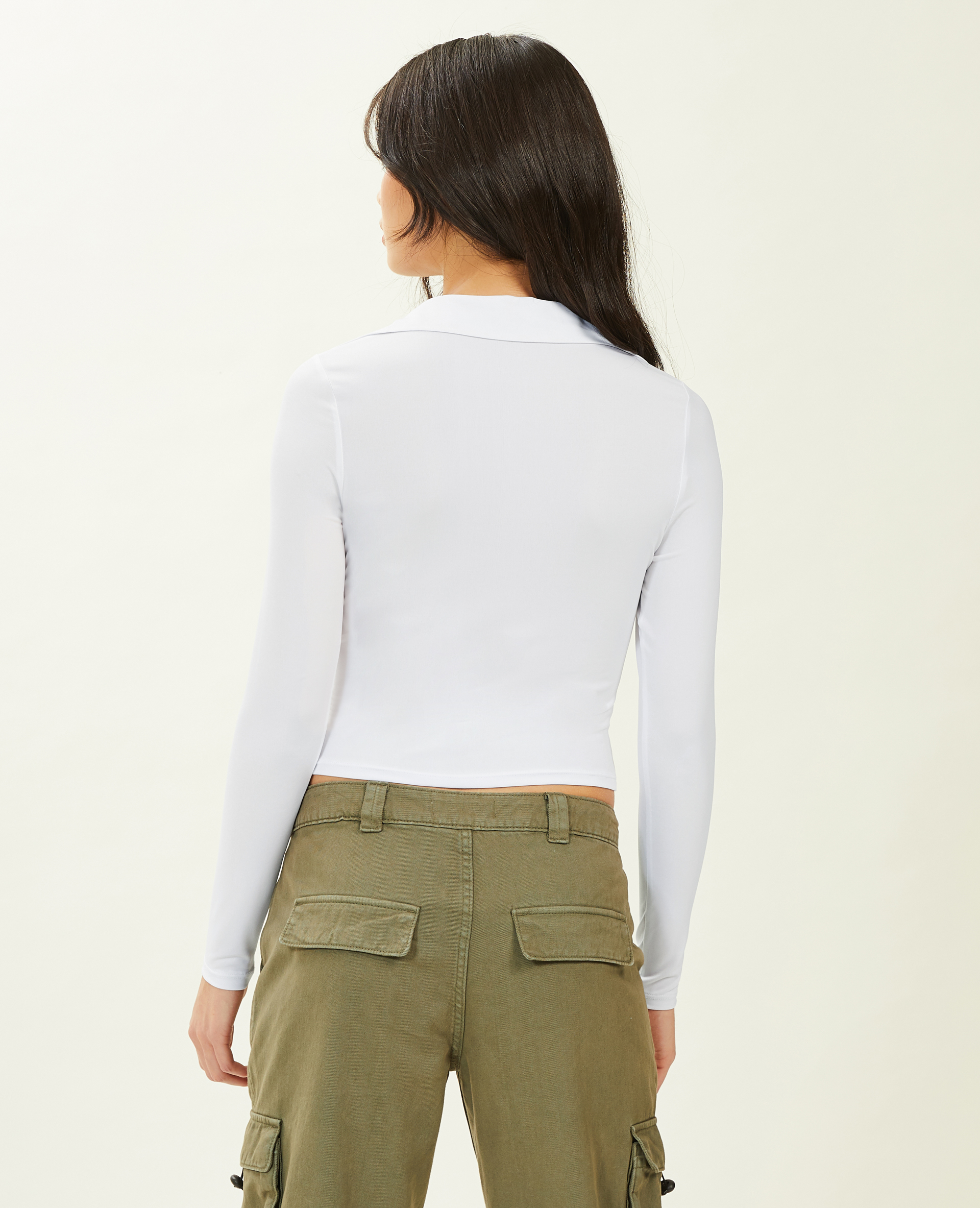 Top manches longues avec liens coulissants blanc - Pimkie