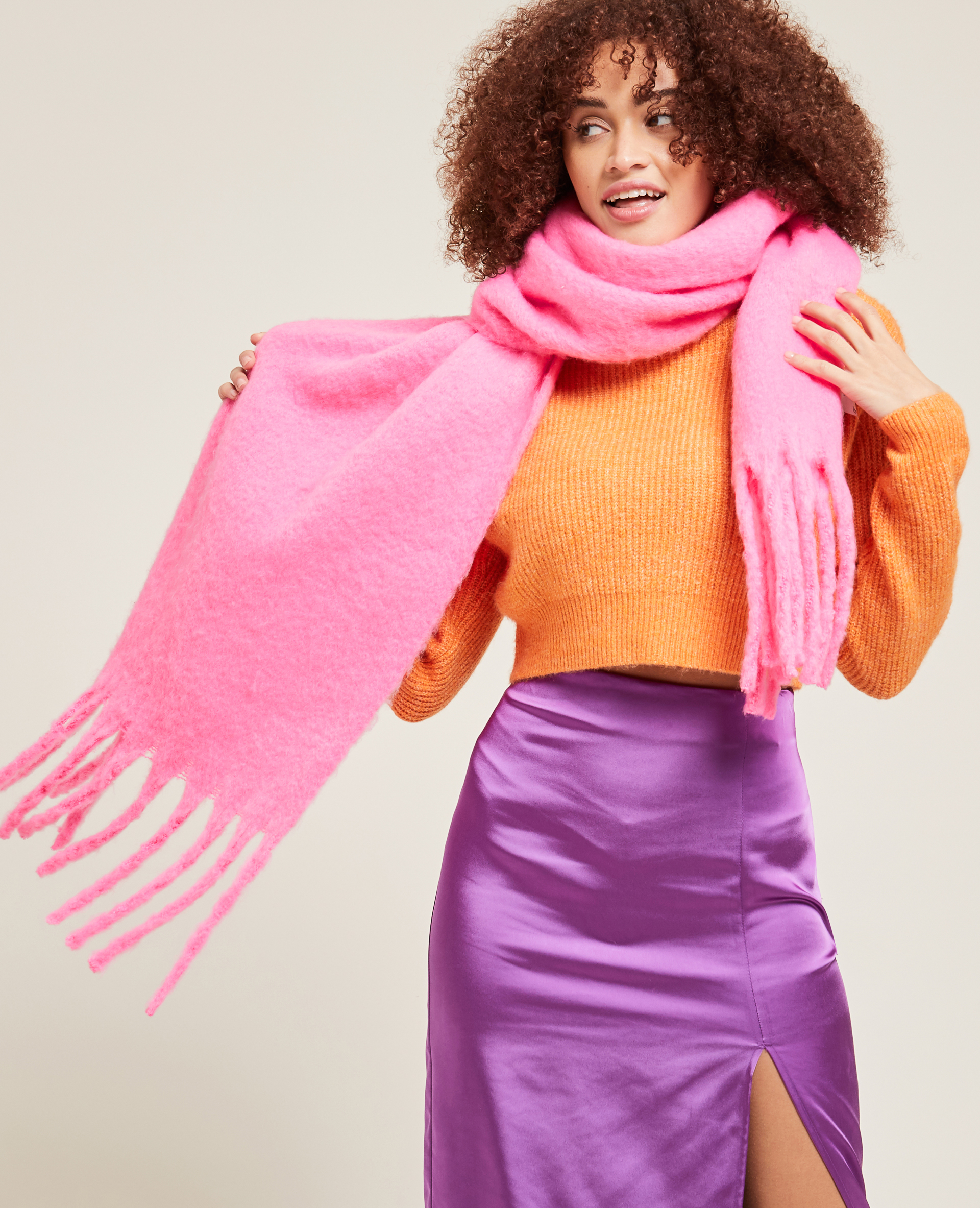 Grande écharpe ultra douce rose fuchsia - Pimkie