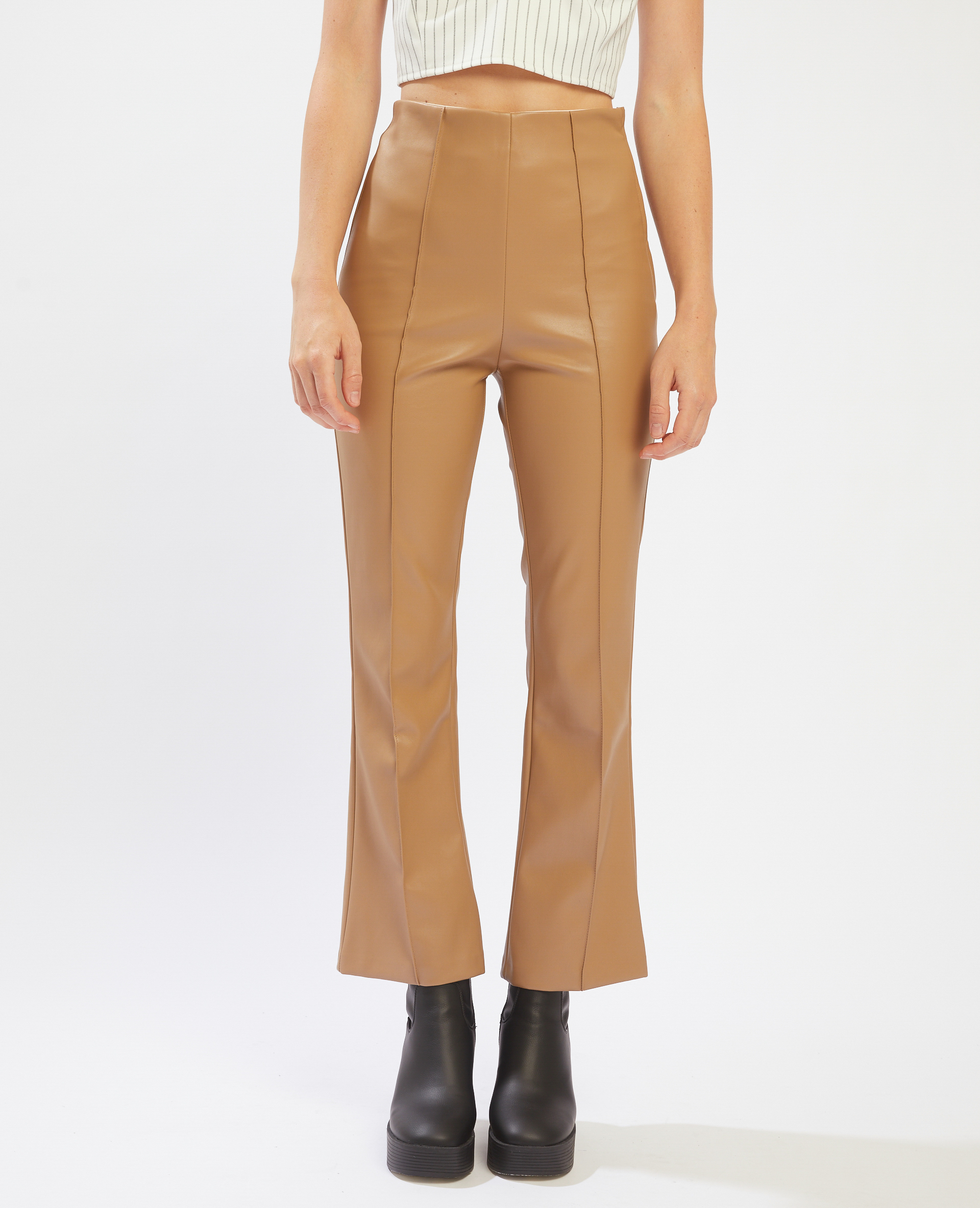 Pantalon simili cuir beige femme store