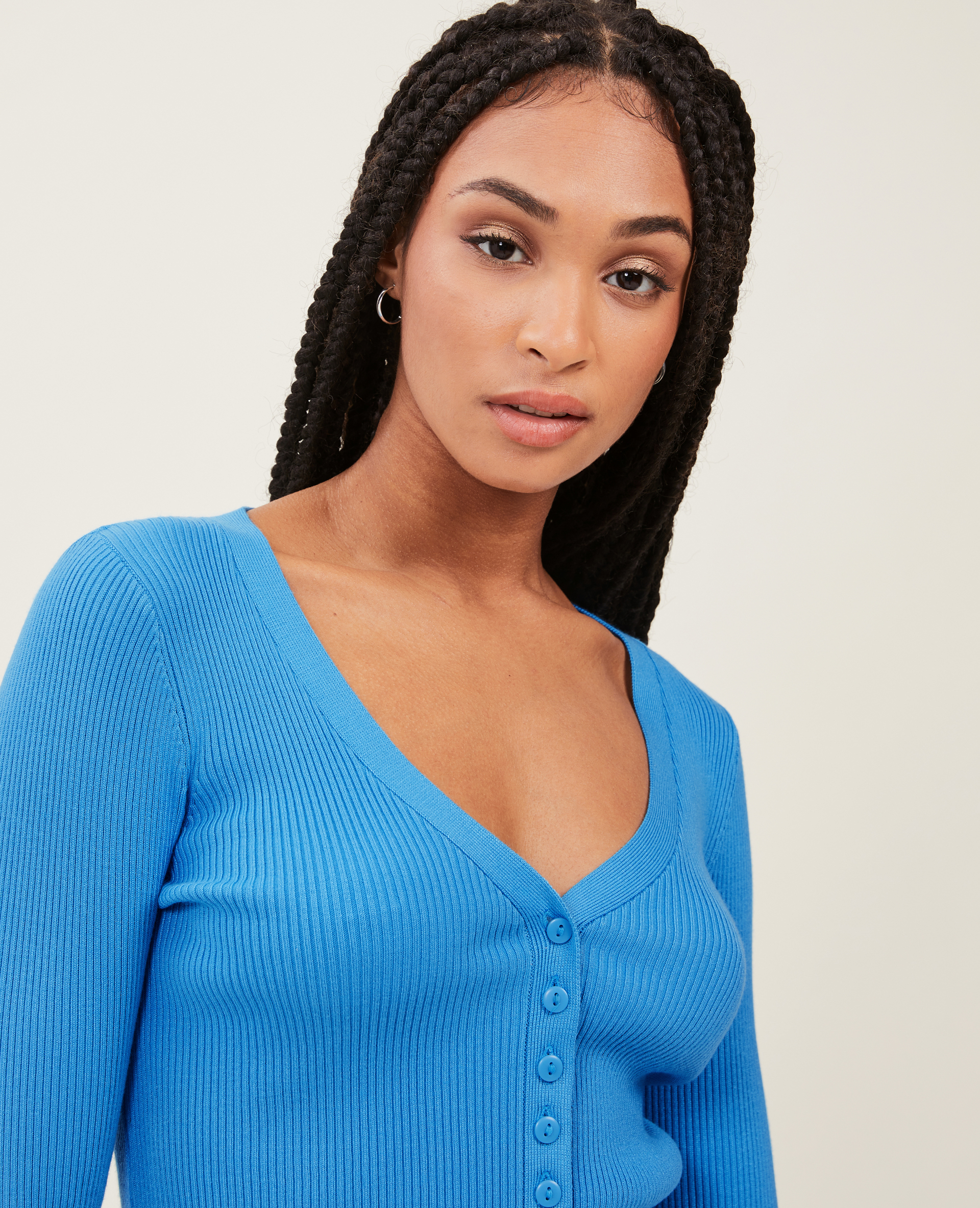 Gilet en maille côtelée bleu - Pimkie