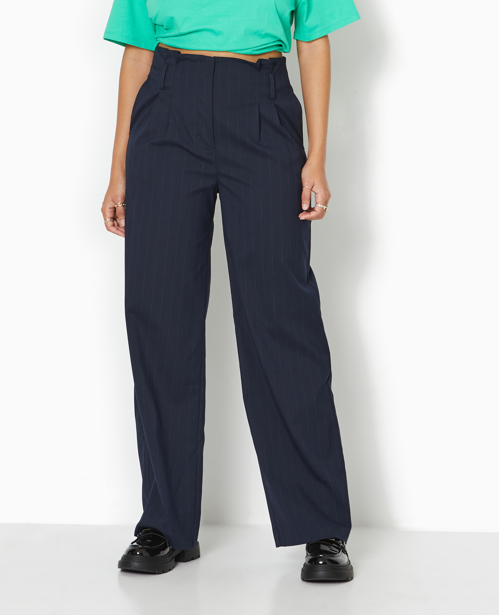Pantalon city droit taille haute motif rayures Pimkie
