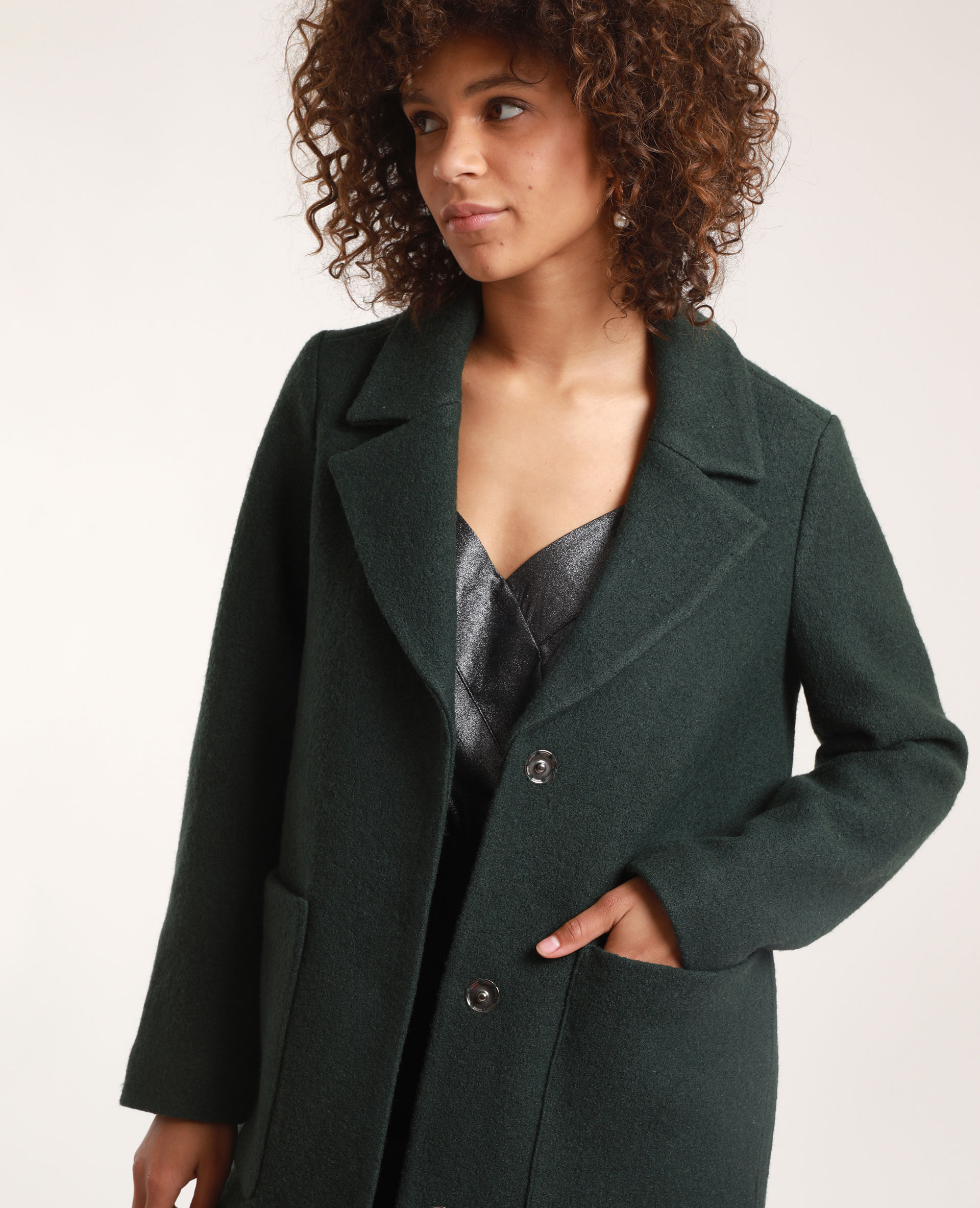 manteau femme vert laine
