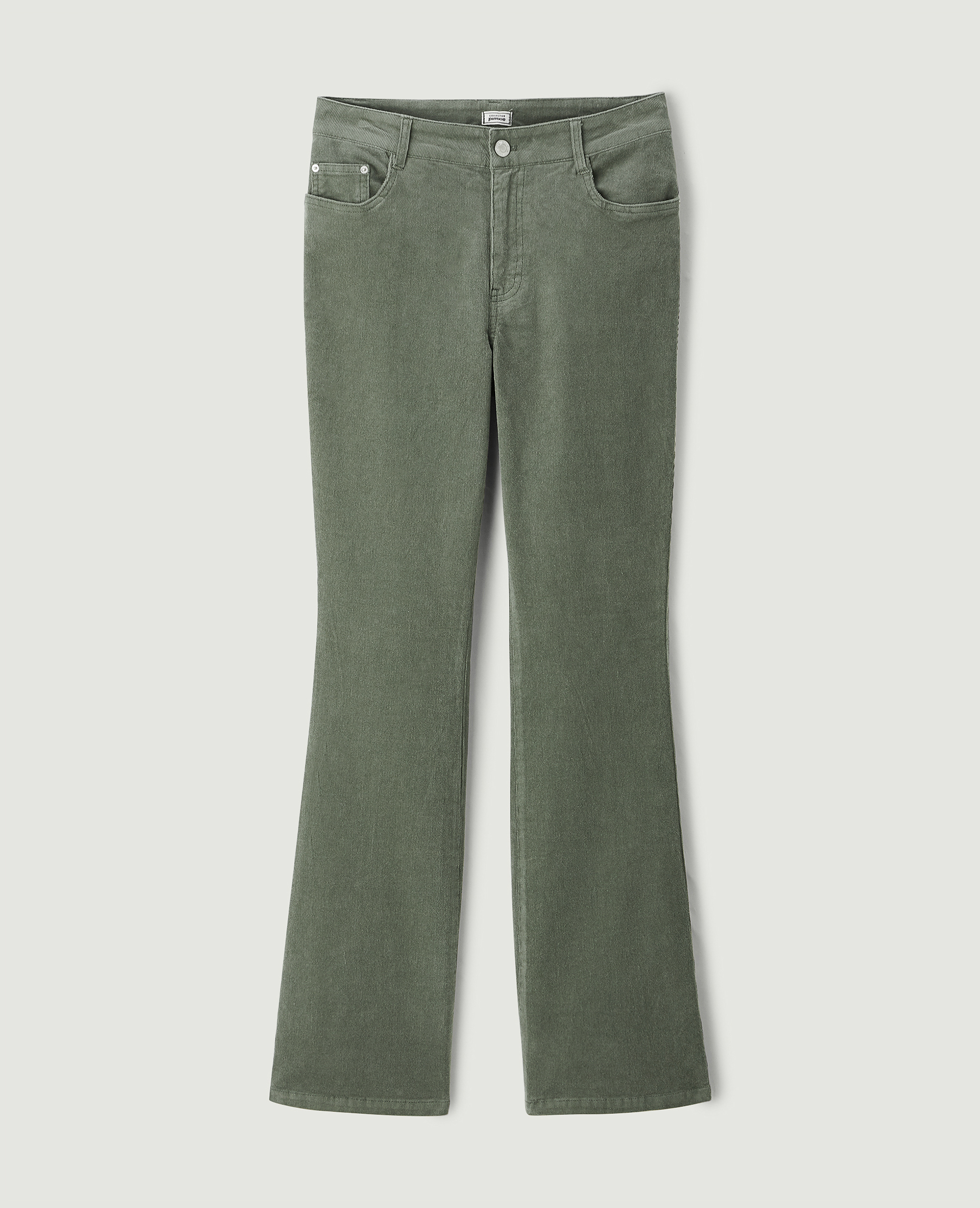 Pantalon flare en velours vert kaki - Pimkie