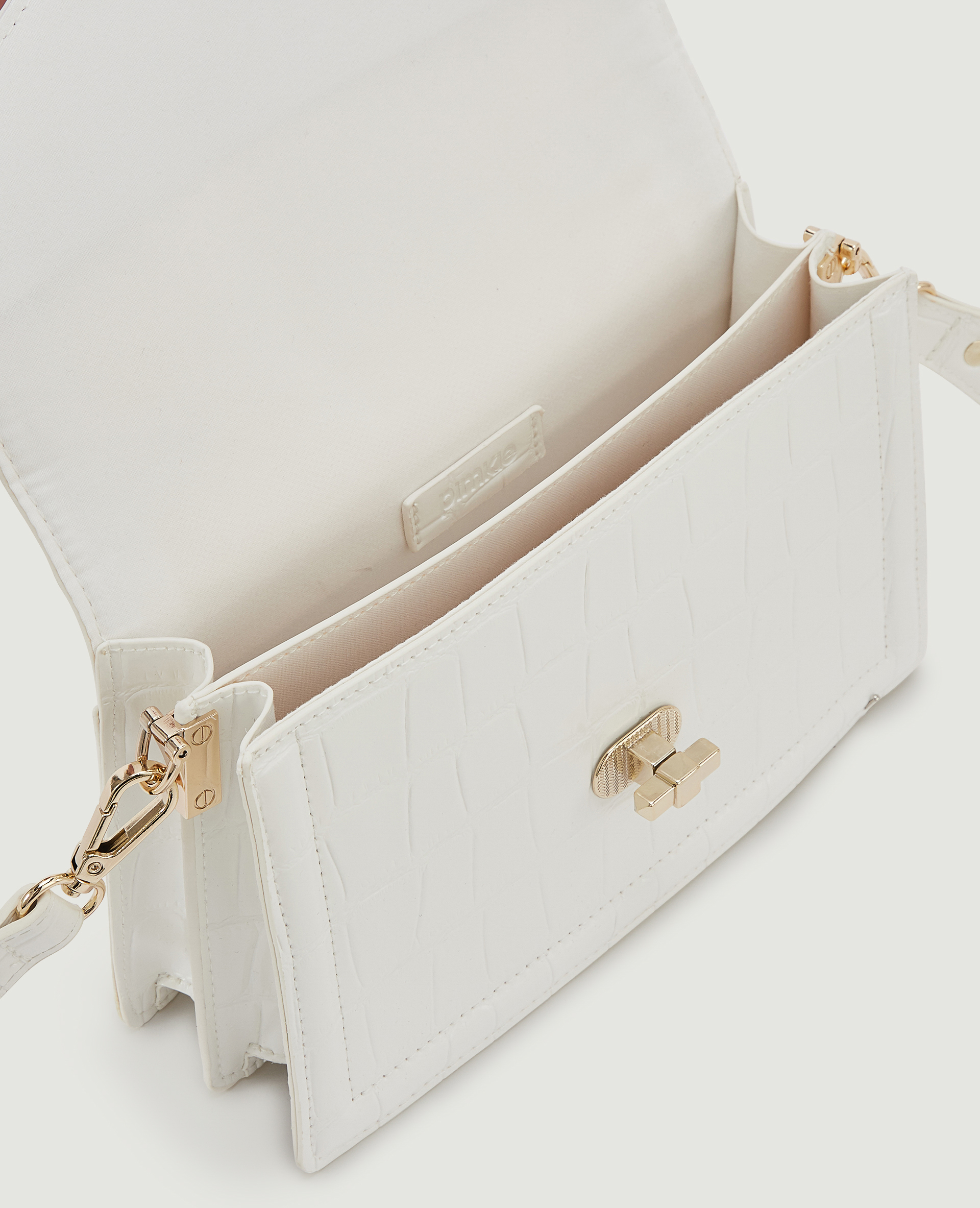 Sac boxy effet croco blanc - Pimkie