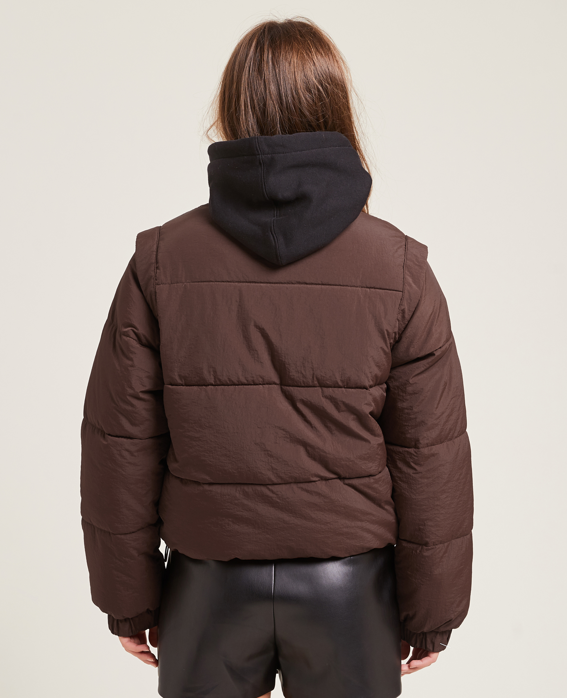 Doudoune courte effet froissé marron - Pimkie