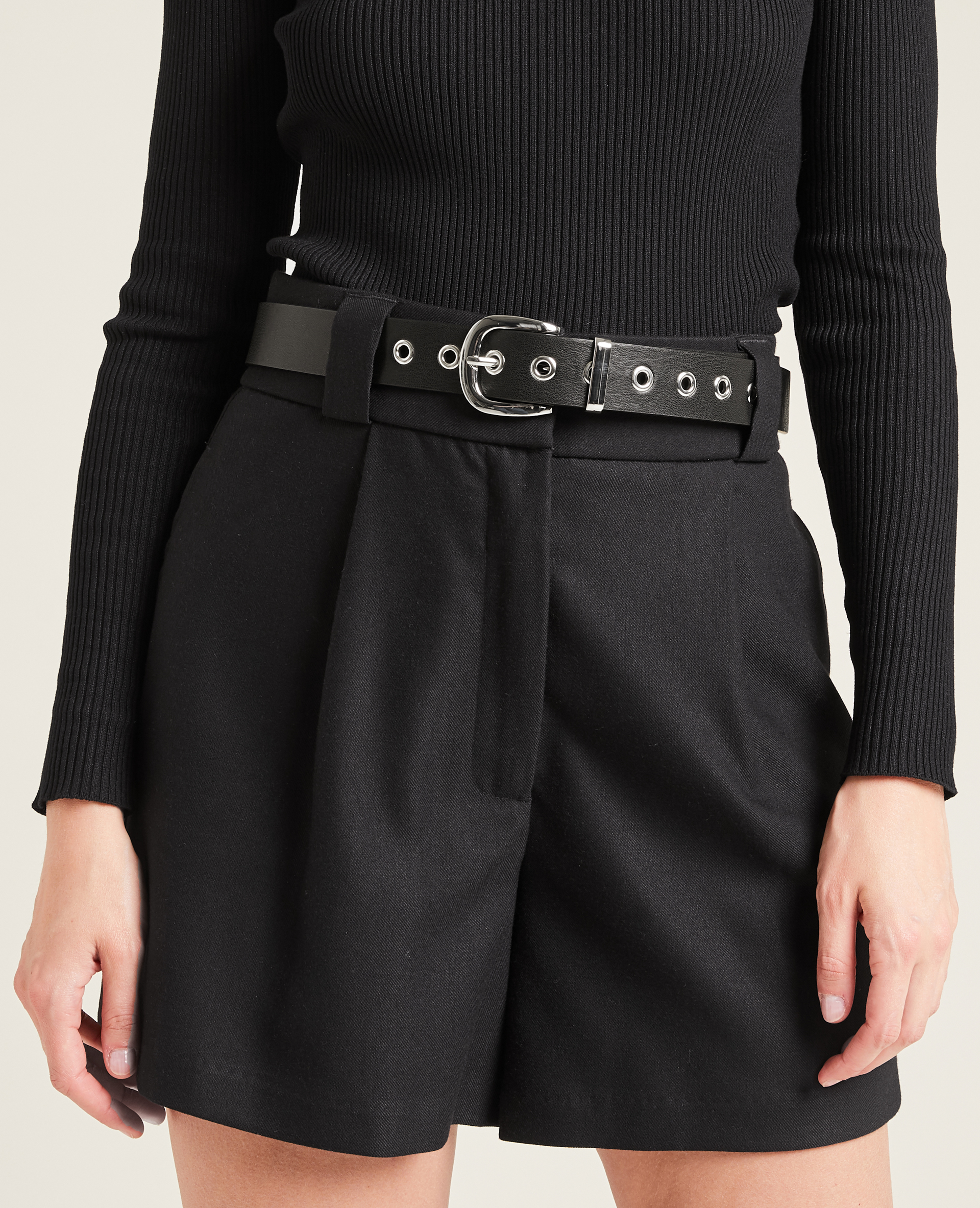 Ceinture œillets métalliques noir - Pimkie
